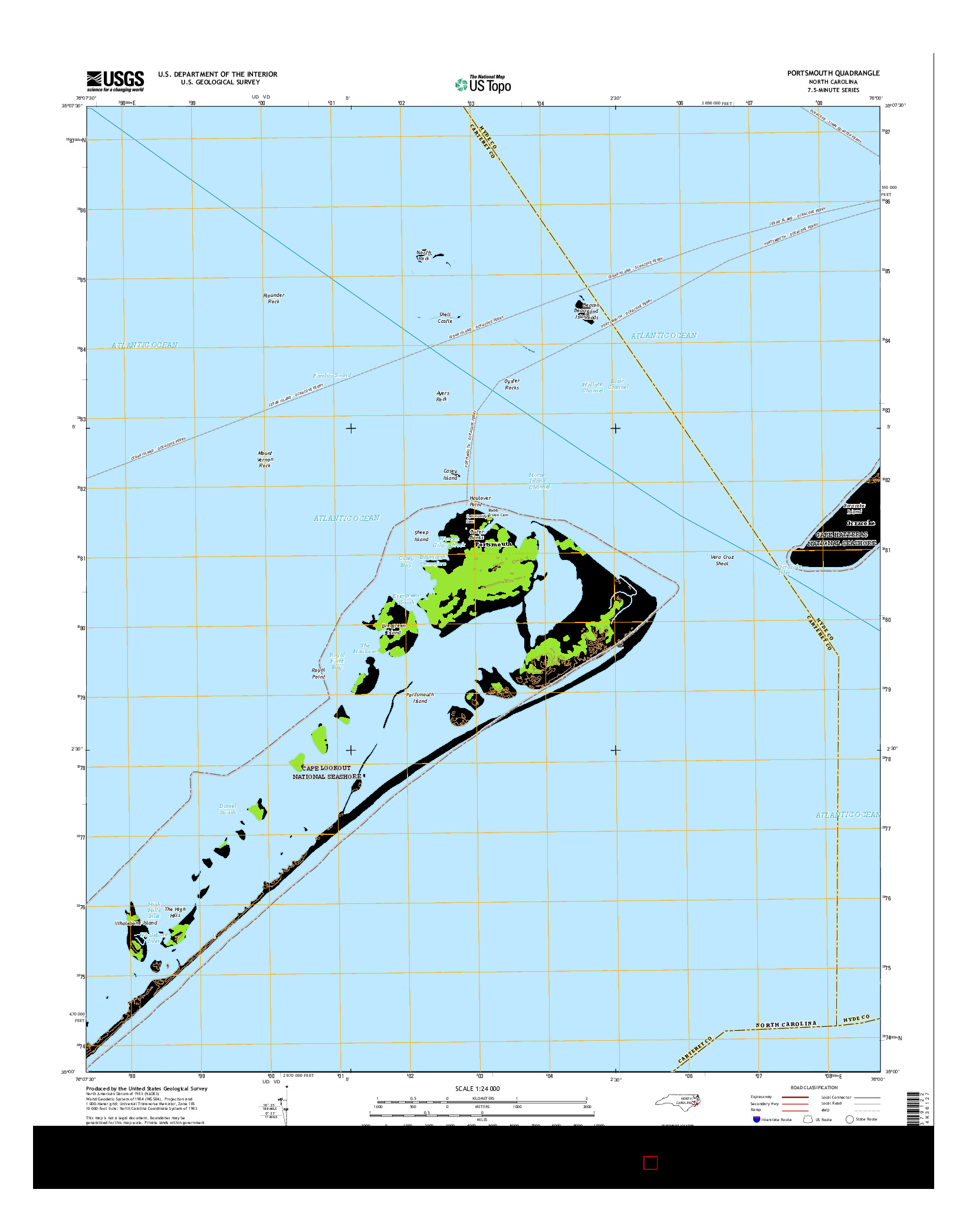 USGS US TOPO 7.5-MINUTE MAP FOR PORTSMOUTH, NC 2016