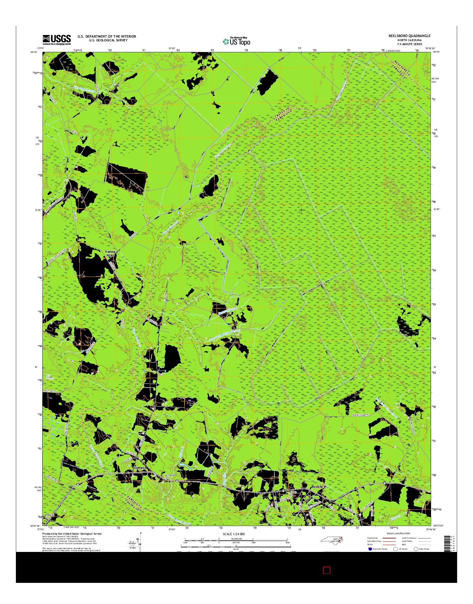 USGS US TOPO 7.5-MINUTE MAP FOR REELSBORO, NC 2016