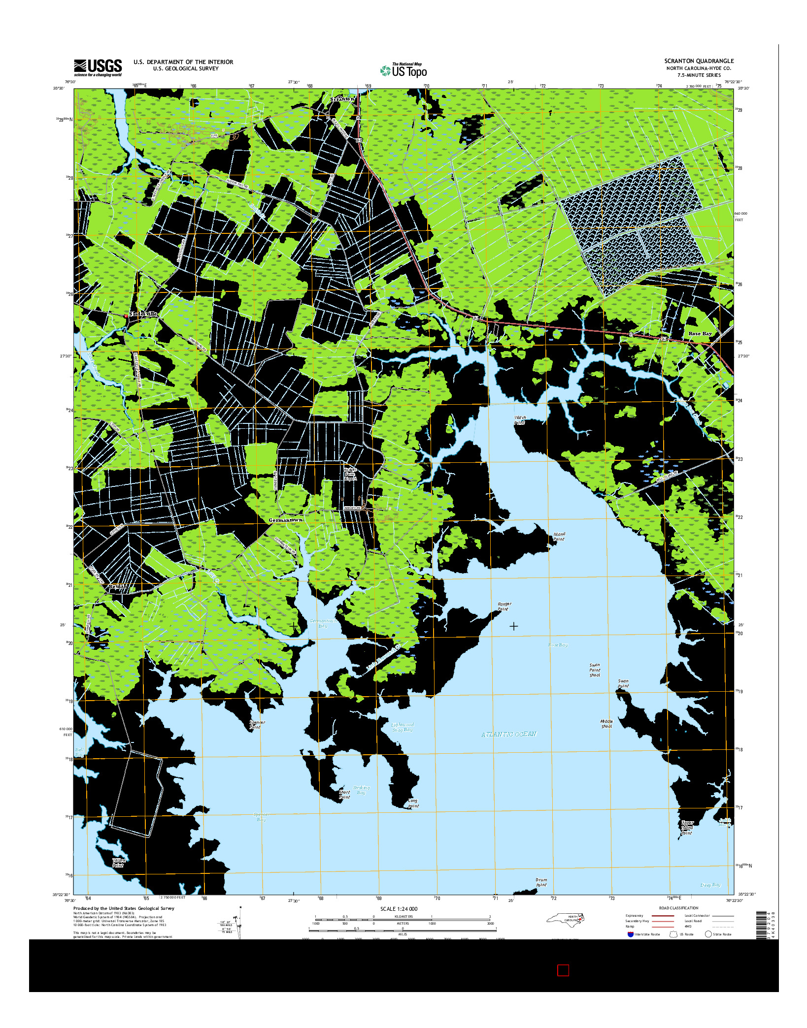 USGS US TOPO 7.5-MINUTE MAP FOR SCRANTON, NC 2016