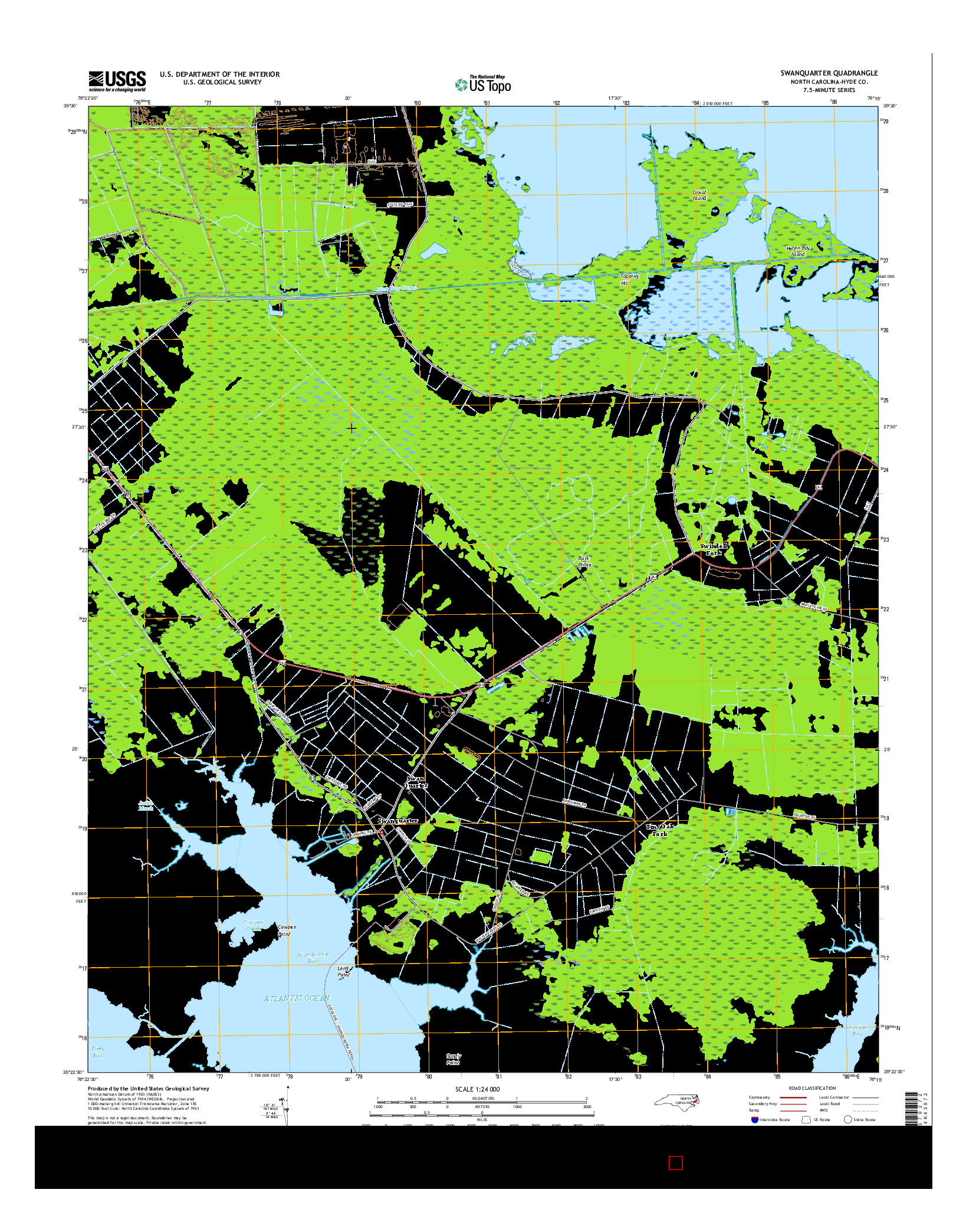 USGS US TOPO 7.5-MINUTE MAP FOR SWANQUARTER, NC 2016