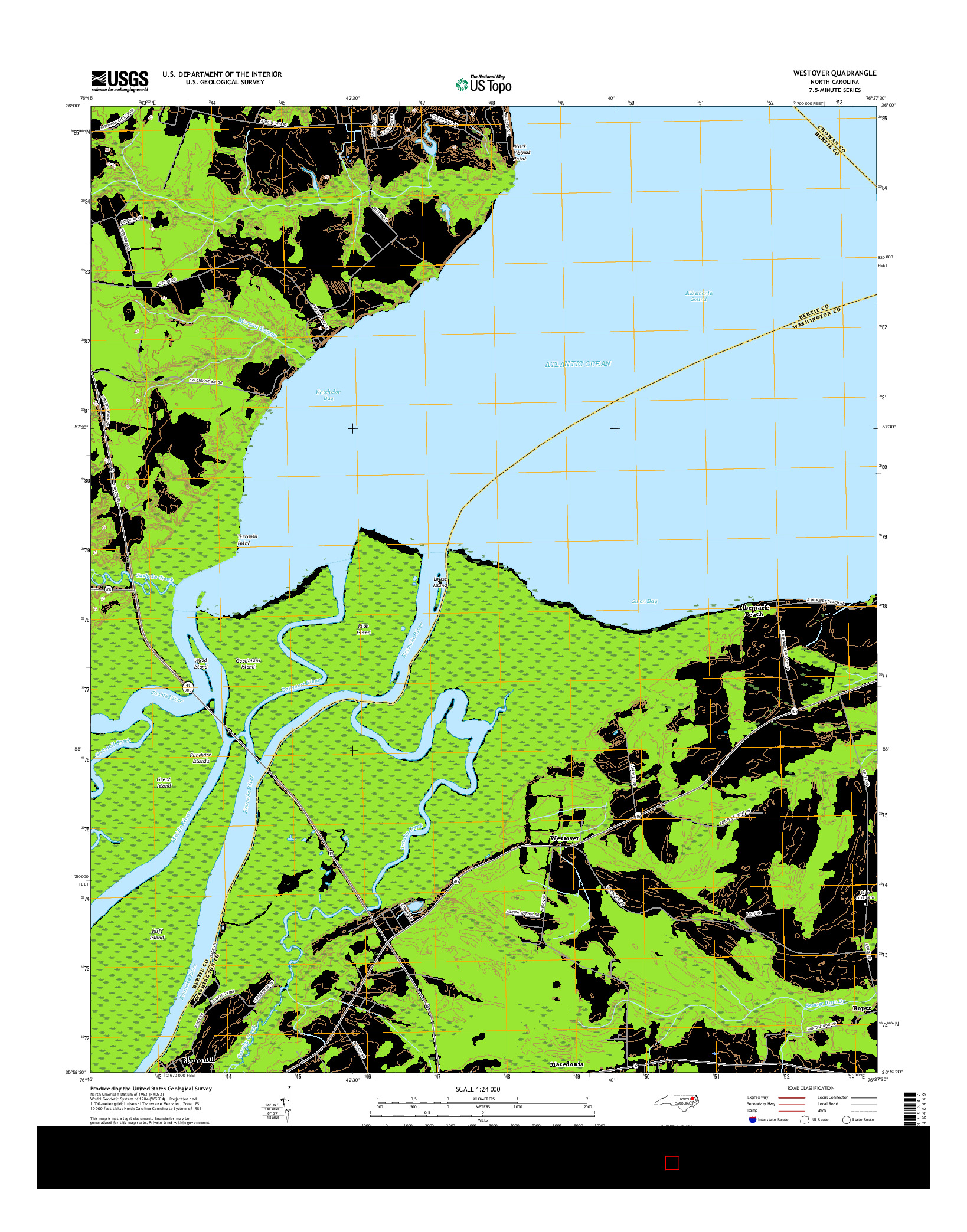 USGS US TOPO 7.5-MINUTE MAP FOR WESTOVER, NC 2016