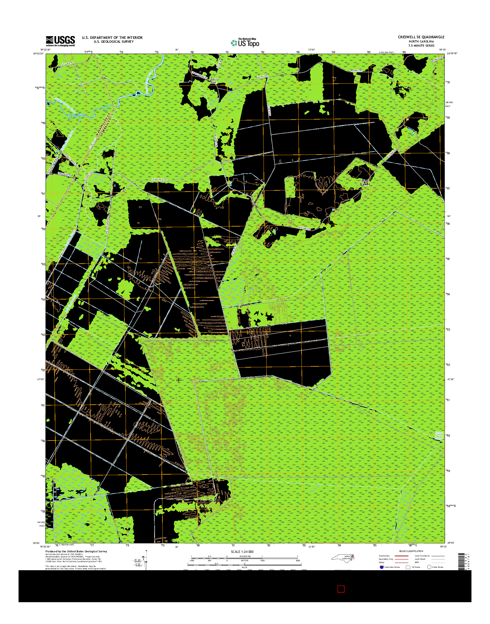 USGS US TOPO 7.5-MINUTE MAP FOR CRESWELL SE, NC 2016