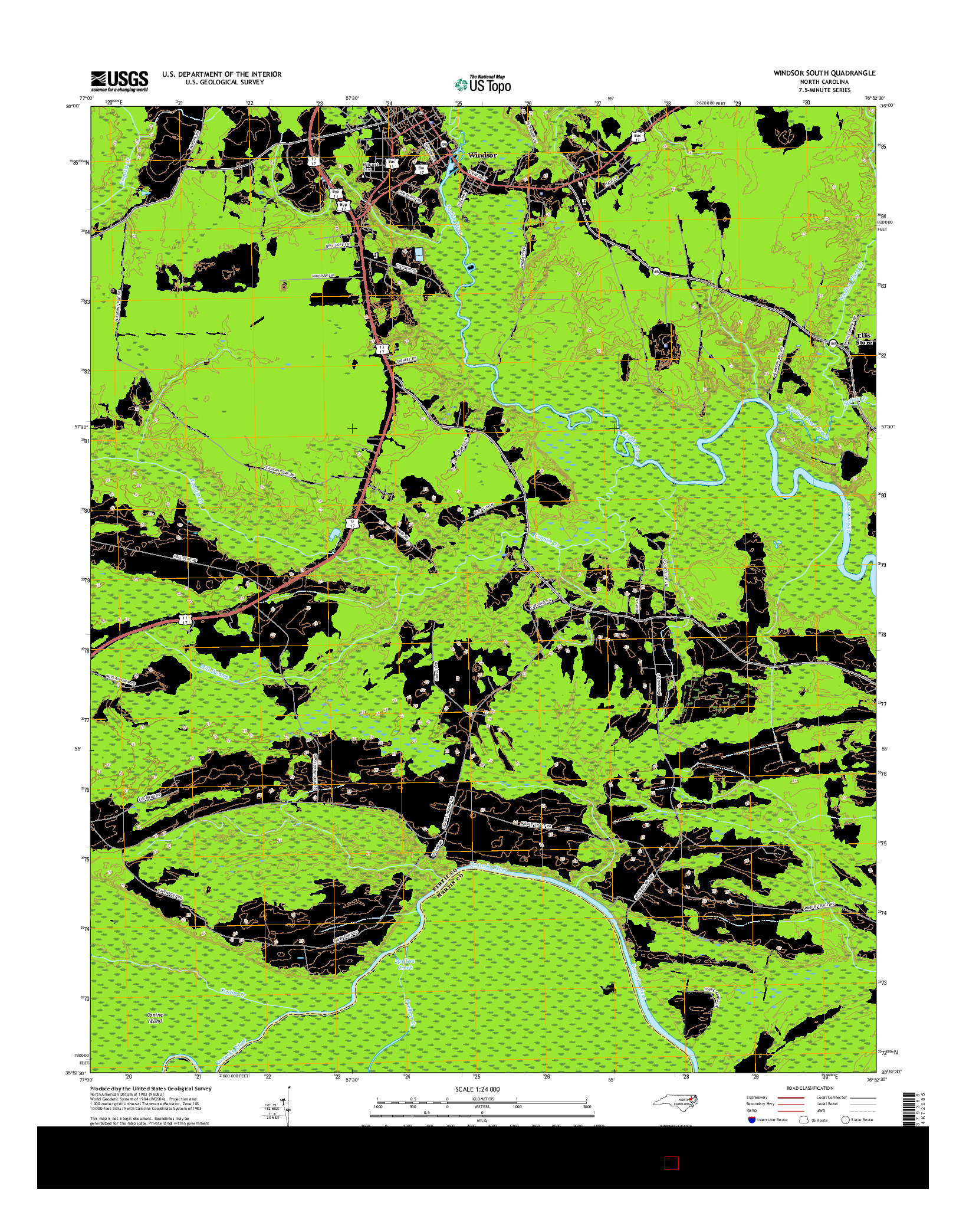 USGS US TOPO 7.5-MINUTE MAP FOR WINDSOR SOUTH, NC 2016