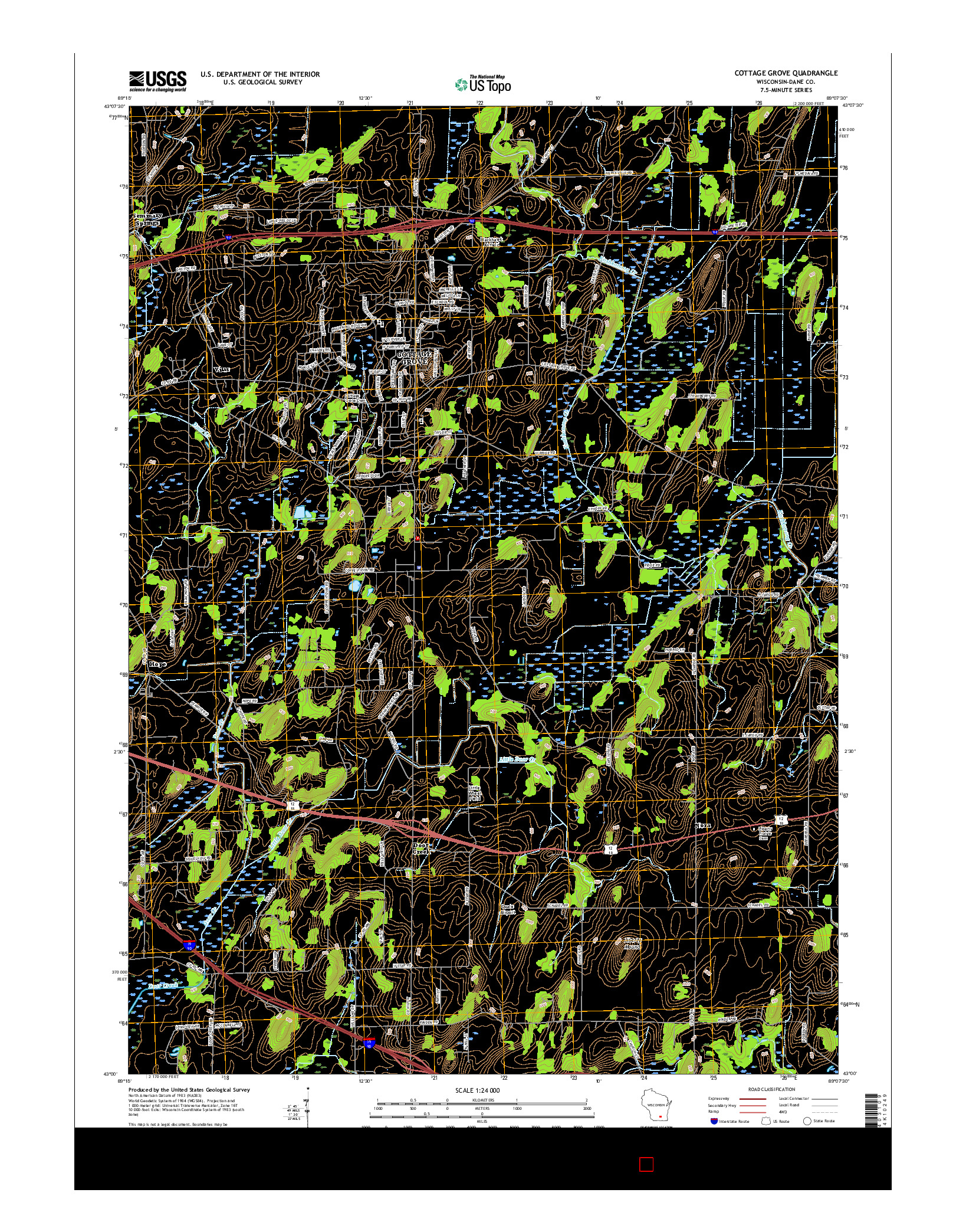 USGS US TOPO 7.5-MINUTE MAP FOR COTTAGE GROVE, WI 2016