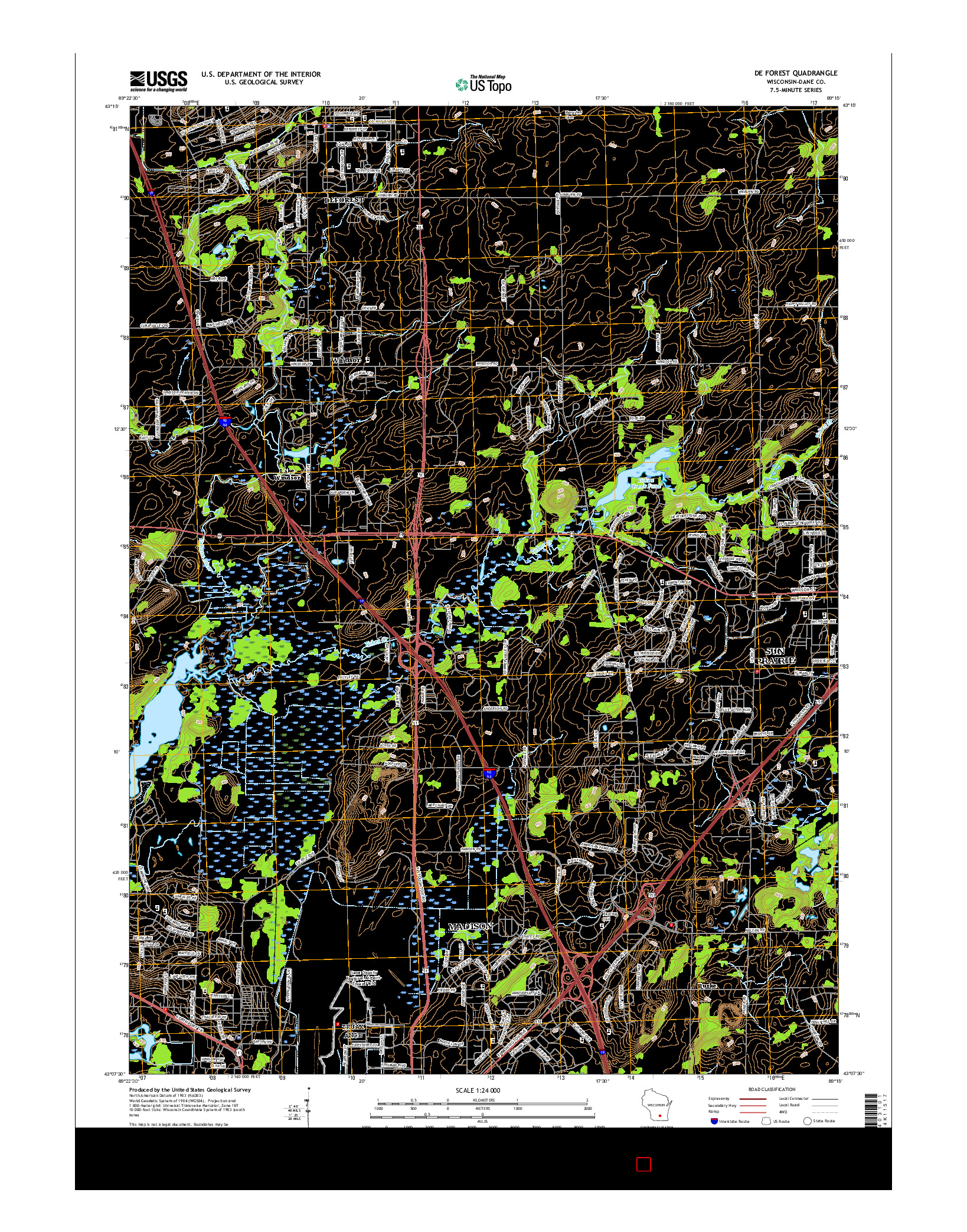 USGS US TOPO 7.5-MINUTE MAP FOR DE FOREST, WI 2016