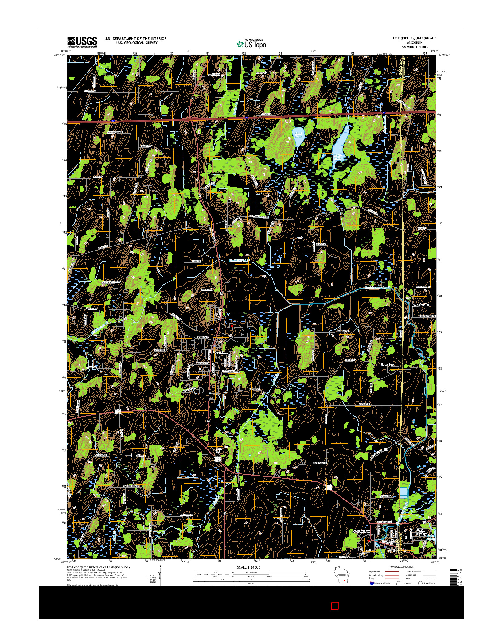 USGS US TOPO 7.5-MINUTE MAP FOR DEERFIELD, WI 2016