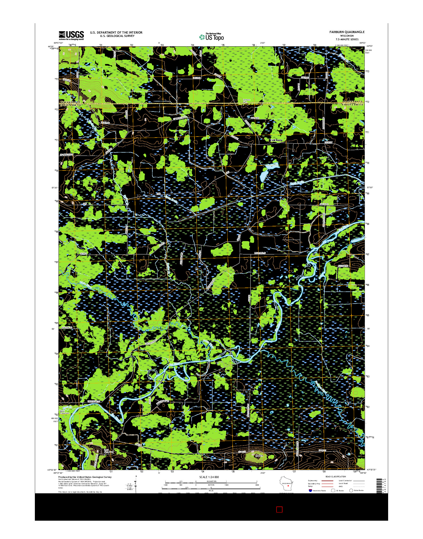 USGS US TOPO 7.5-MINUTE MAP FOR FAIRBURN, WI 2016