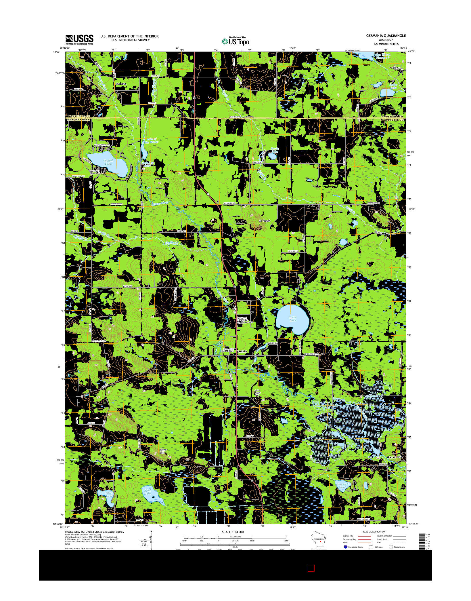 USGS US TOPO 7.5-MINUTE MAP FOR GERMANIA, WI 2016