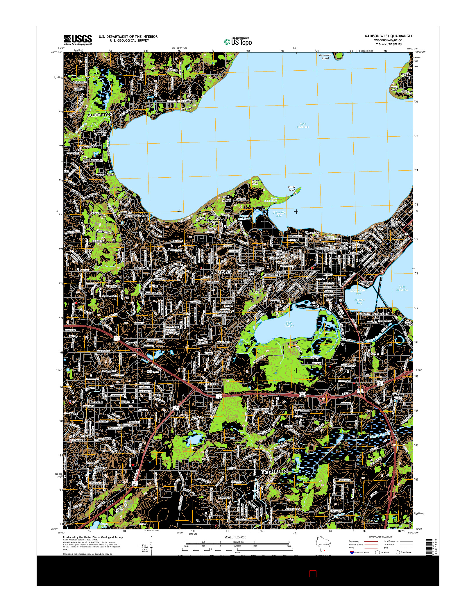 USGS US TOPO 7.5-MINUTE MAP FOR MADISON WEST, WI 2016