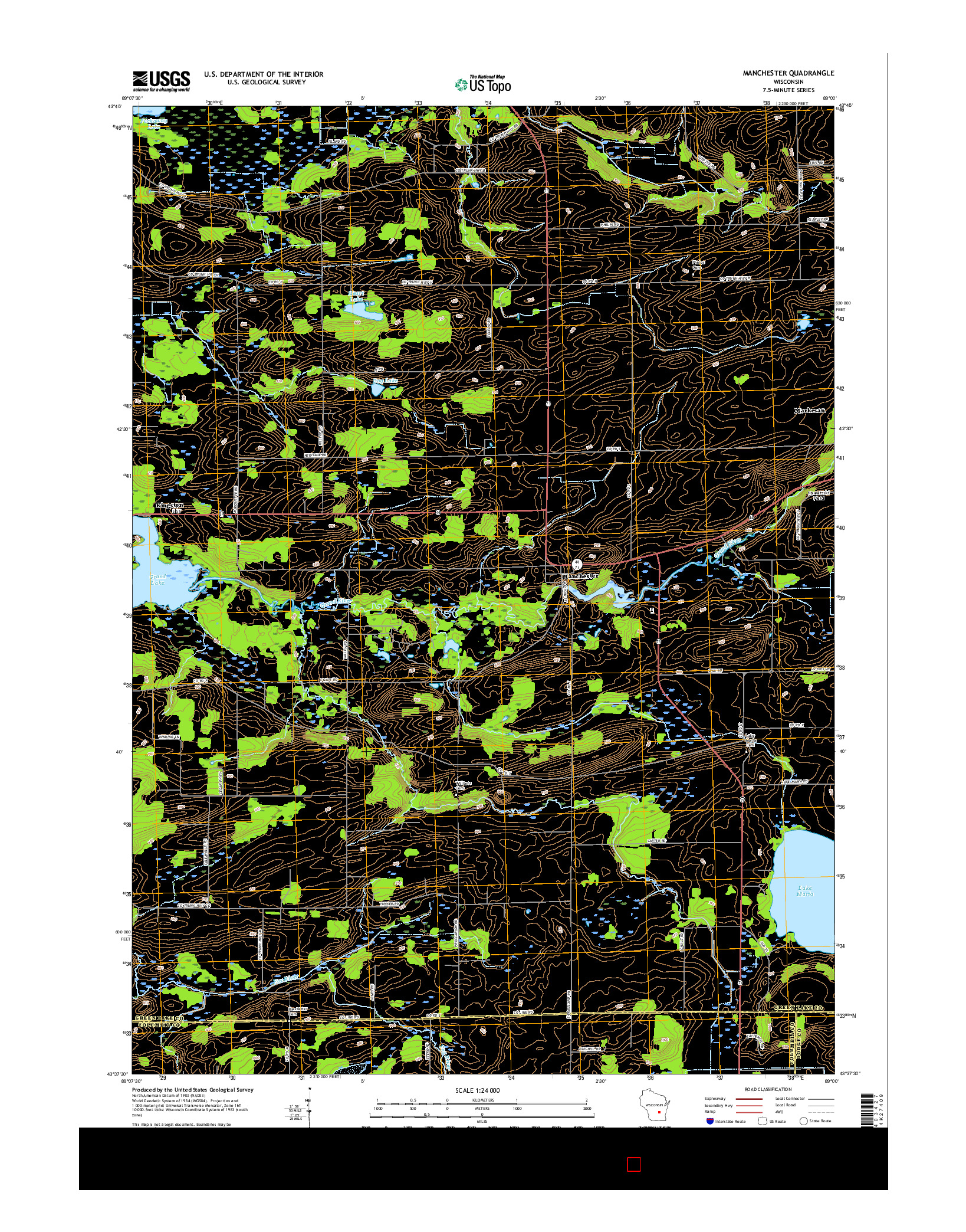 USGS US TOPO 7.5-MINUTE MAP FOR MANCHESTER, WI 2016