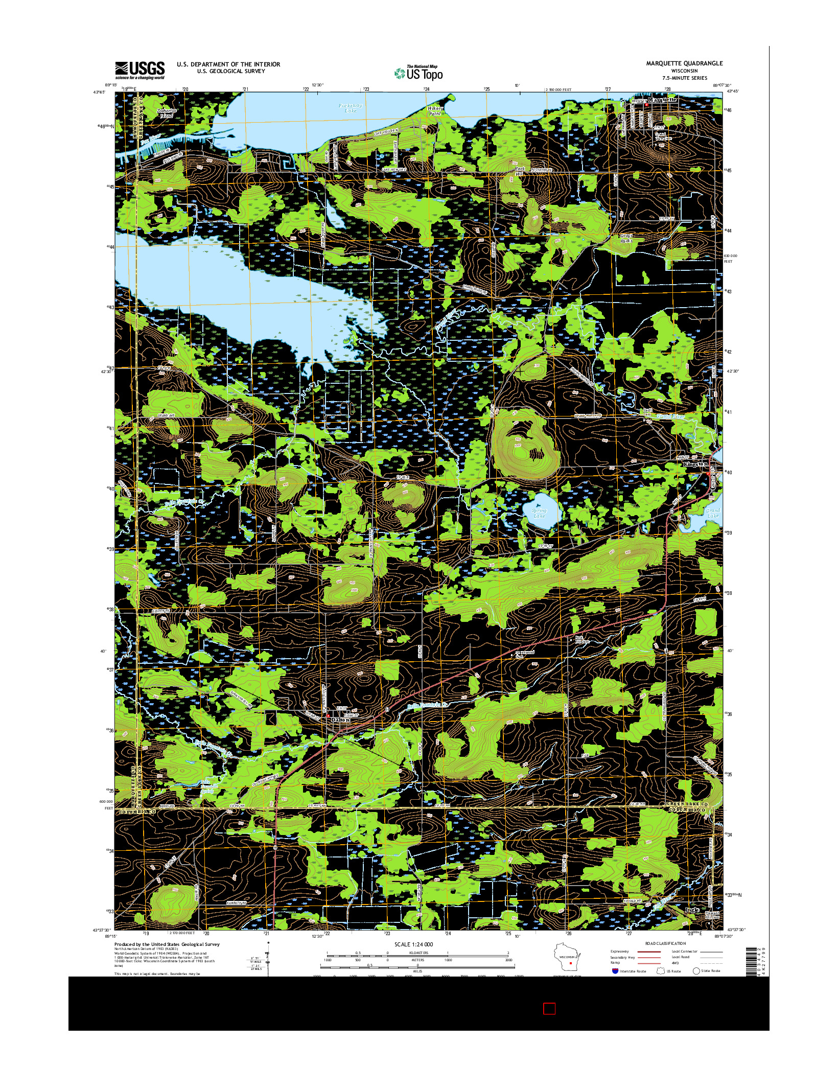 USGS US TOPO 7.5-MINUTE MAP FOR MARQUETTE, WI 2016