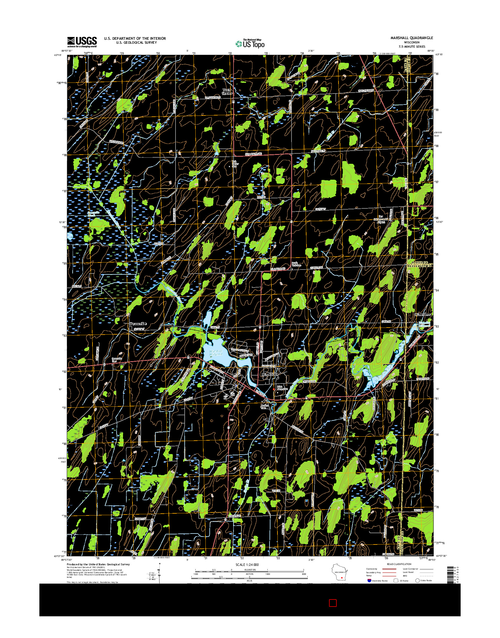 USGS US TOPO 7.5-MINUTE MAP FOR MARSHALL, WI 2016