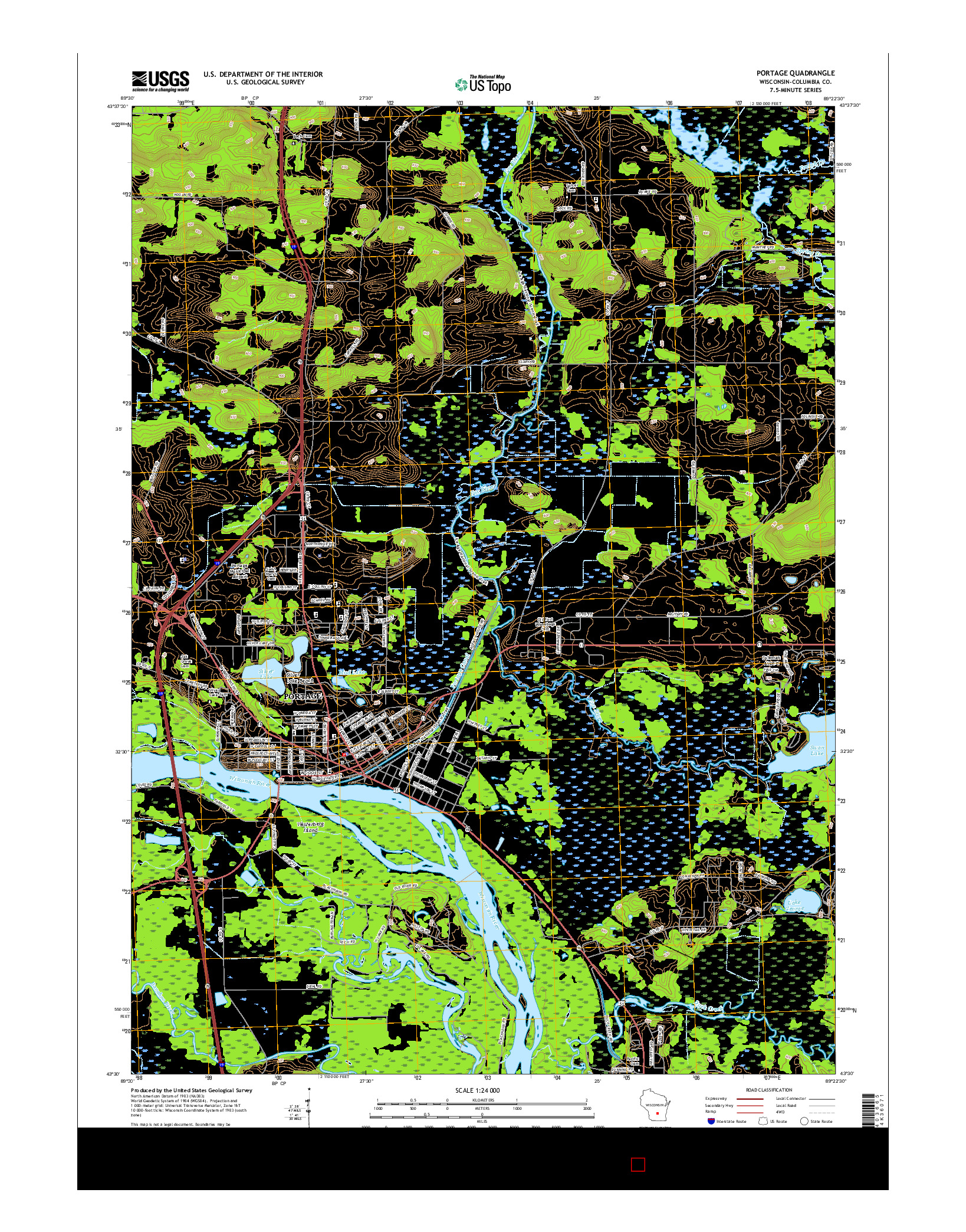 USGS US TOPO 7.5-MINUTE MAP FOR PORTAGE, WI 2016
