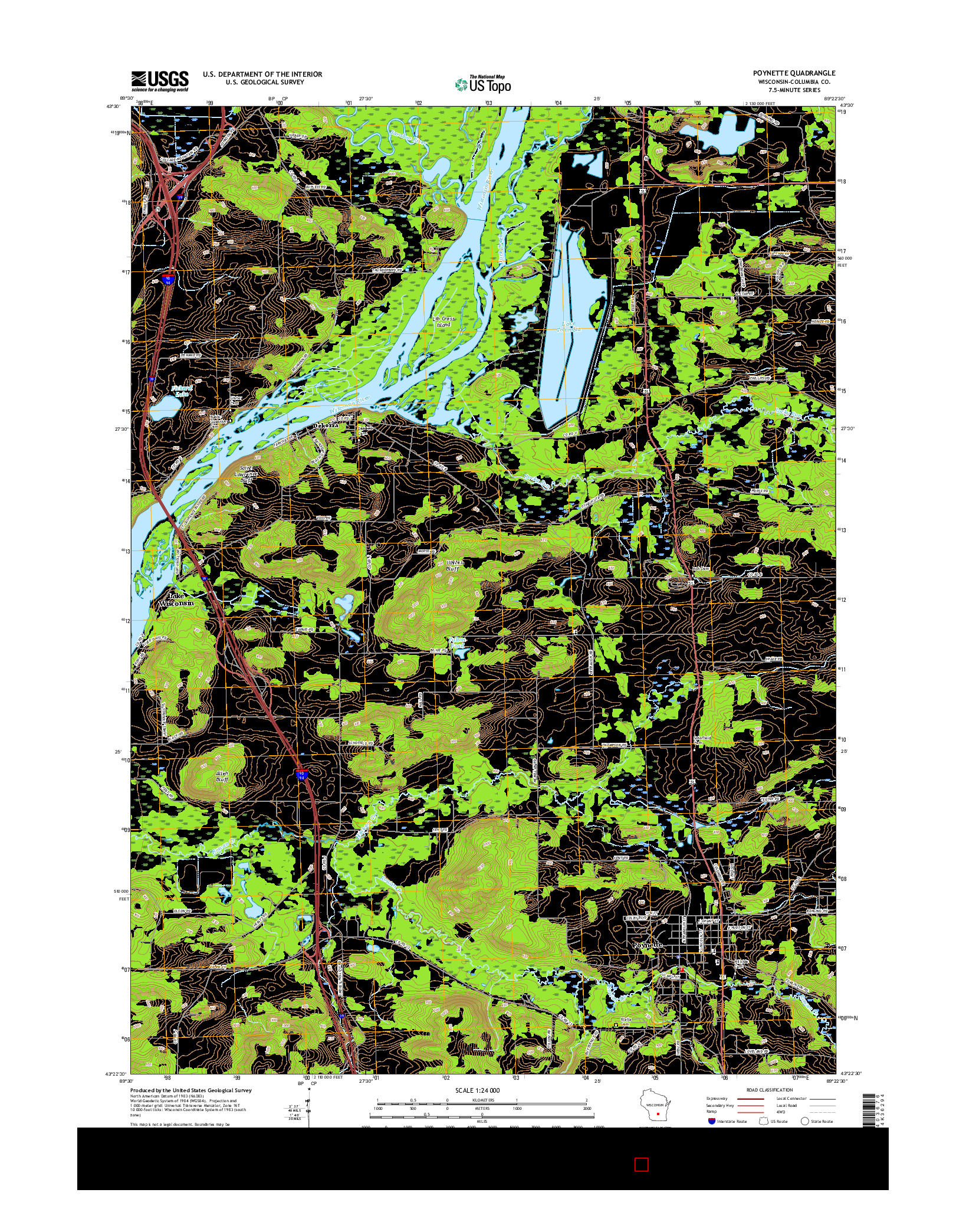 USGS US TOPO 7.5-MINUTE MAP FOR POYNETTE, WI 2016