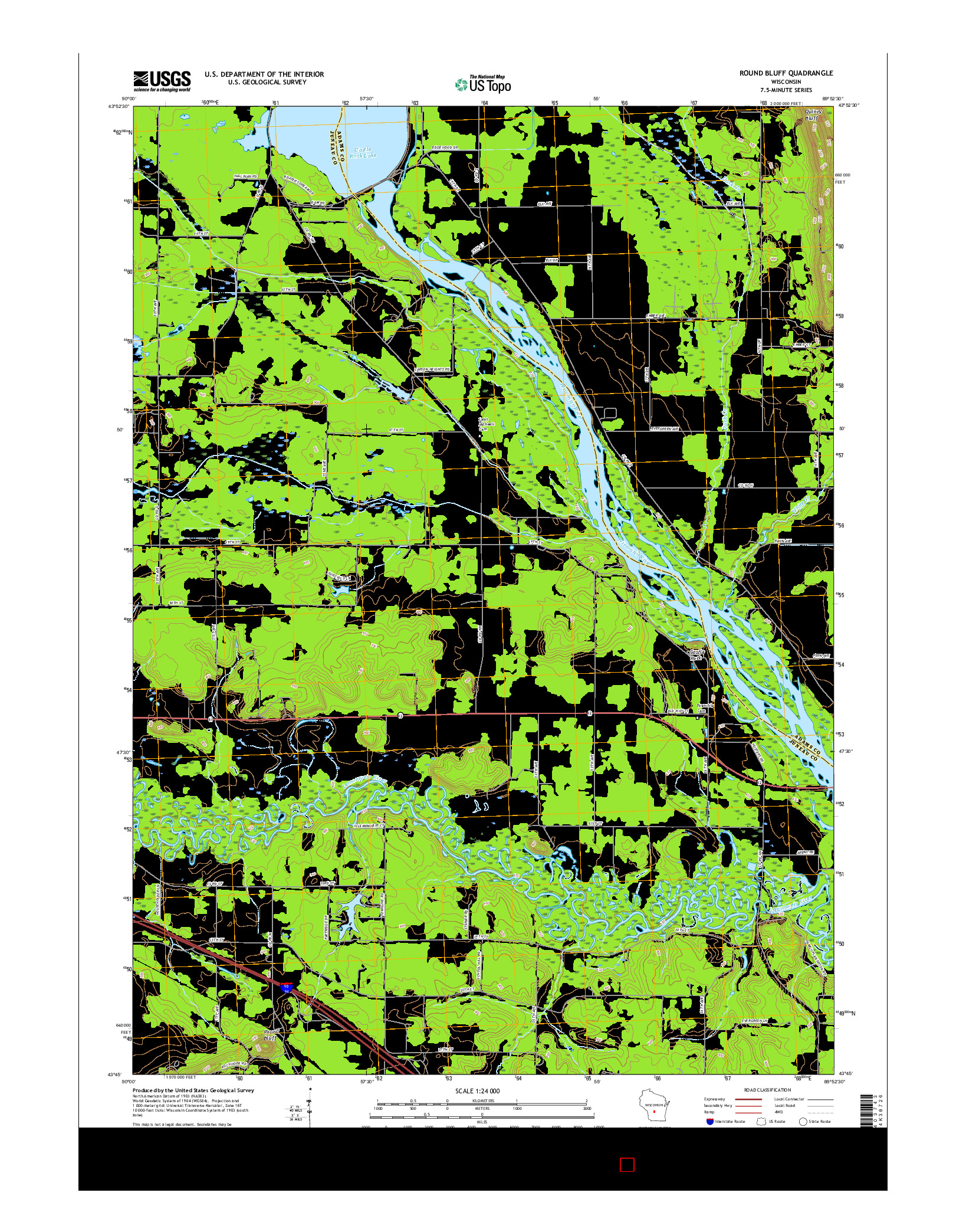 USGS US TOPO 7.5-MINUTE MAP FOR ROUND BLUFF, WI 2016