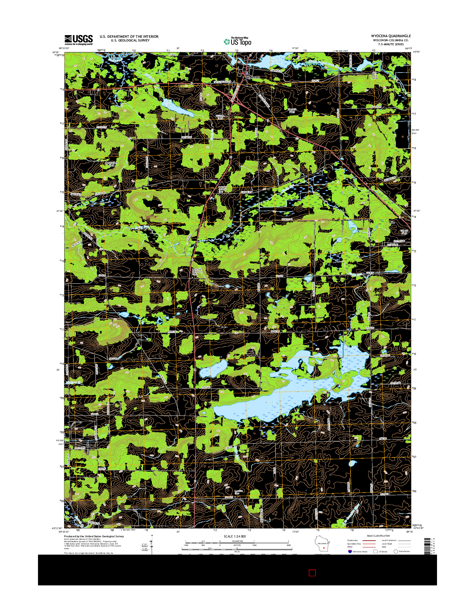 USGS US TOPO 7.5-MINUTE MAP FOR WYOCENA, WI 2016