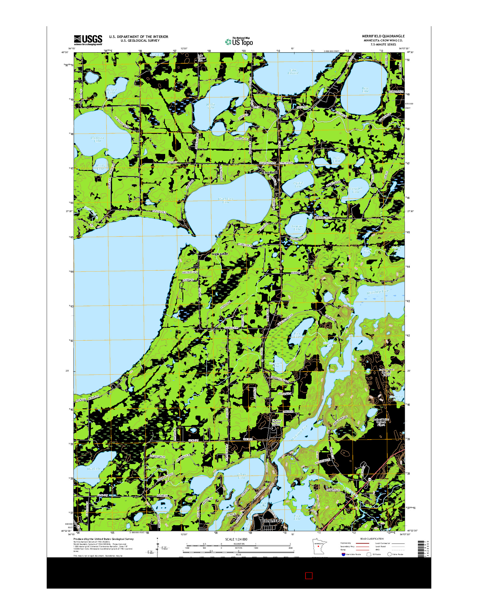 USGS US TOPO 7.5-MINUTE MAP FOR MERRIFIELD, MN 2016