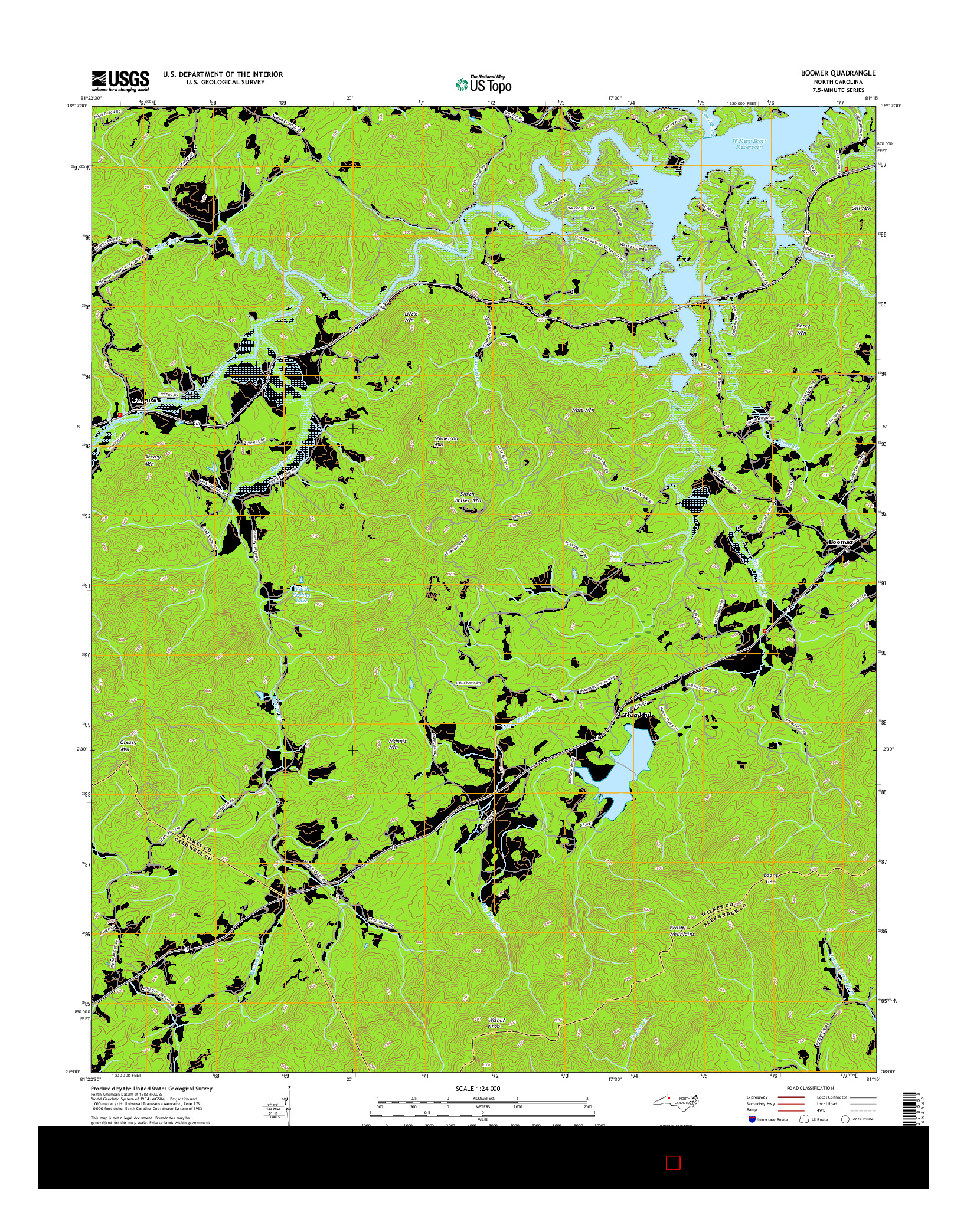 USGS US TOPO 7.5-MINUTE MAP FOR BOOMER, NC 2016