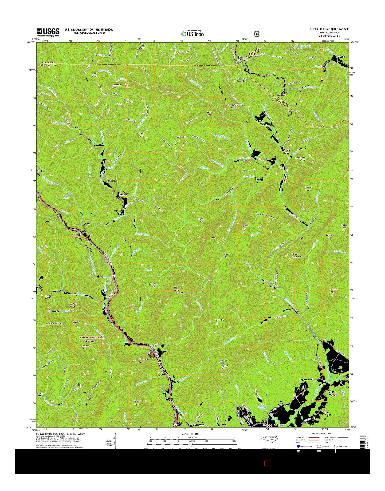 USGS US TOPO 7.5-MINUTE MAP FOR BUFFALO COVE, NC 2016
