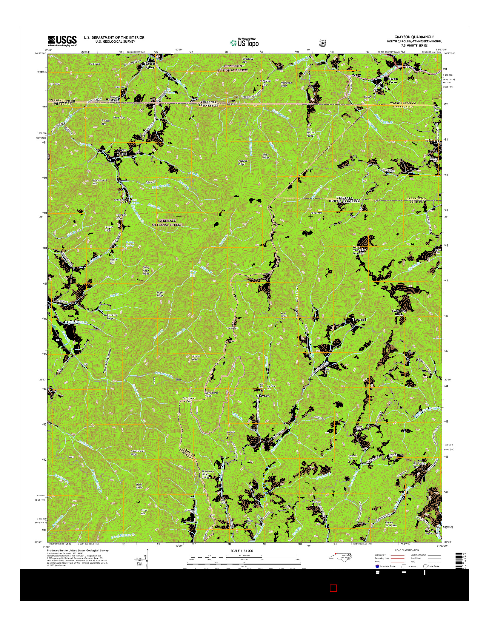 USGS US TOPO 7.5-MINUTE MAP FOR GRAYSON, NC-TN-VA 2016