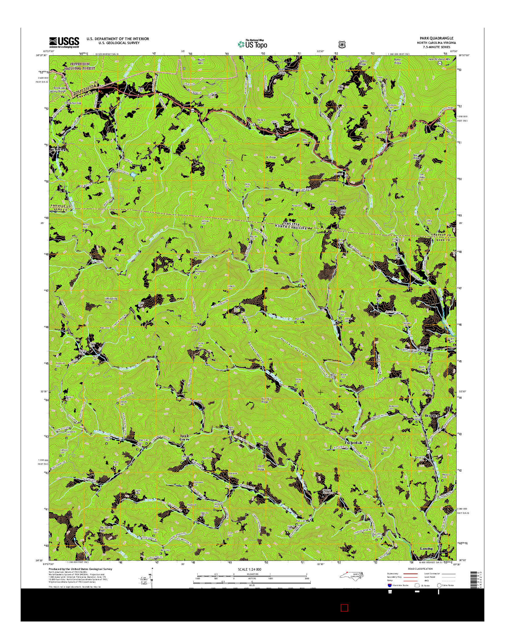 USGS US TOPO 7.5-MINUTE MAP FOR PARK, NC-VA 2016