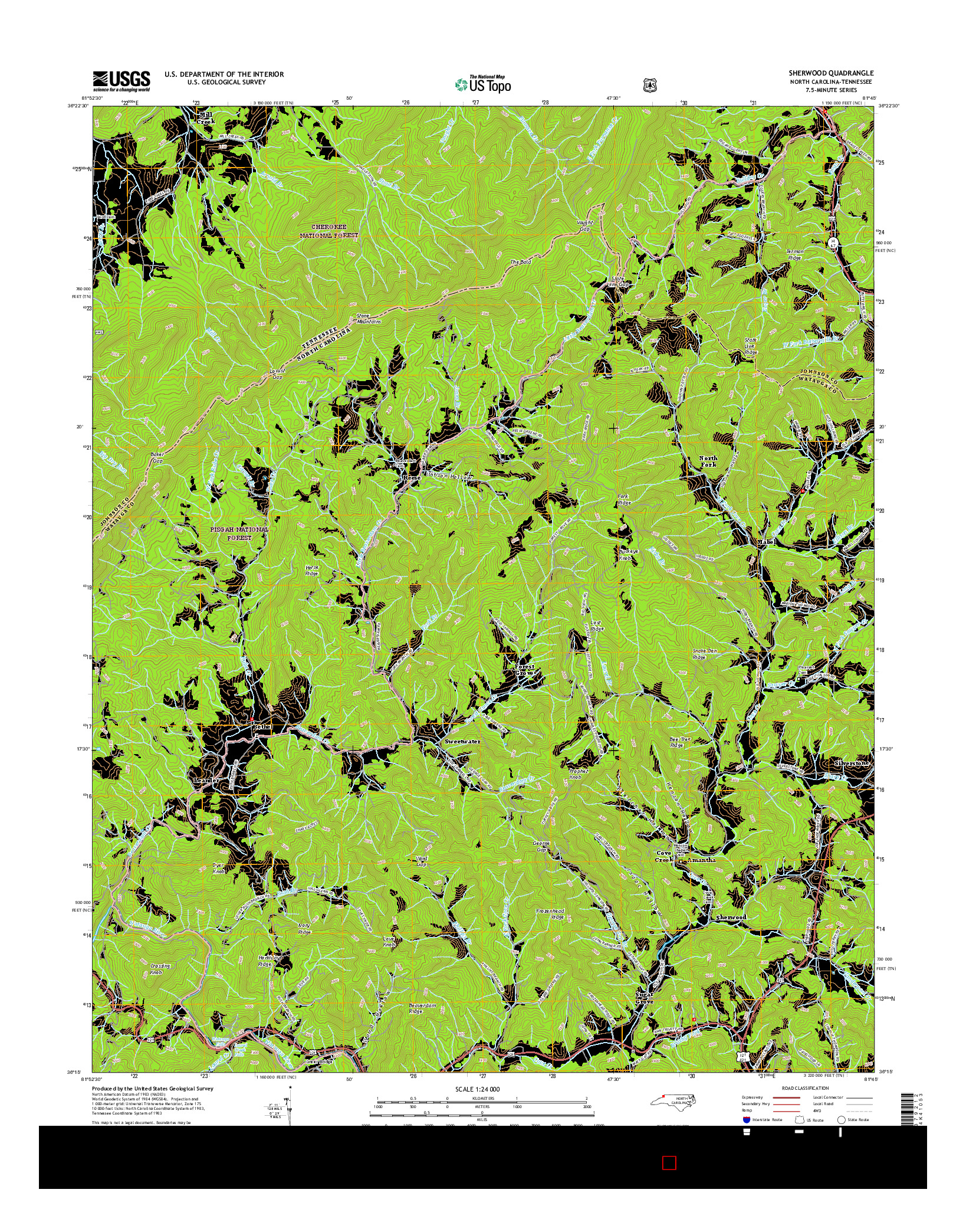 USGS US TOPO 7.5-MINUTE MAP FOR SHERWOOD, NC-TN 2016