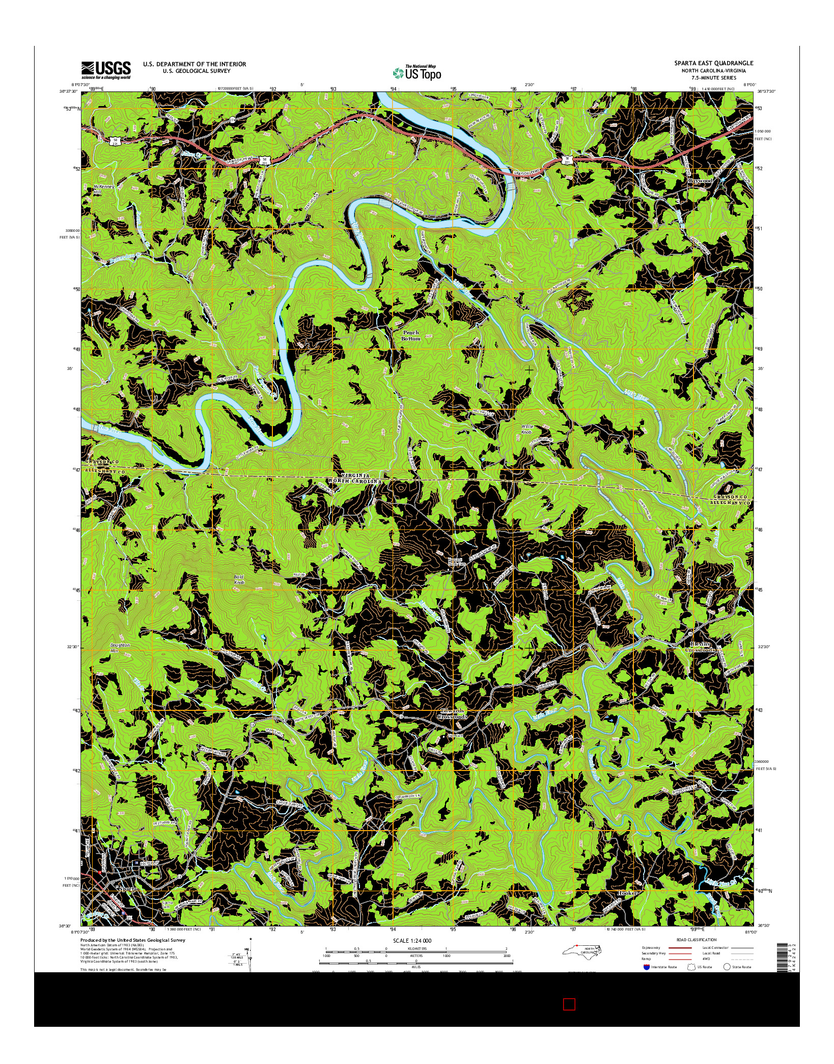 USGS US TOPO 7.5-MINUTE MAP FOR SPARTA EAST, NC-VA 2016