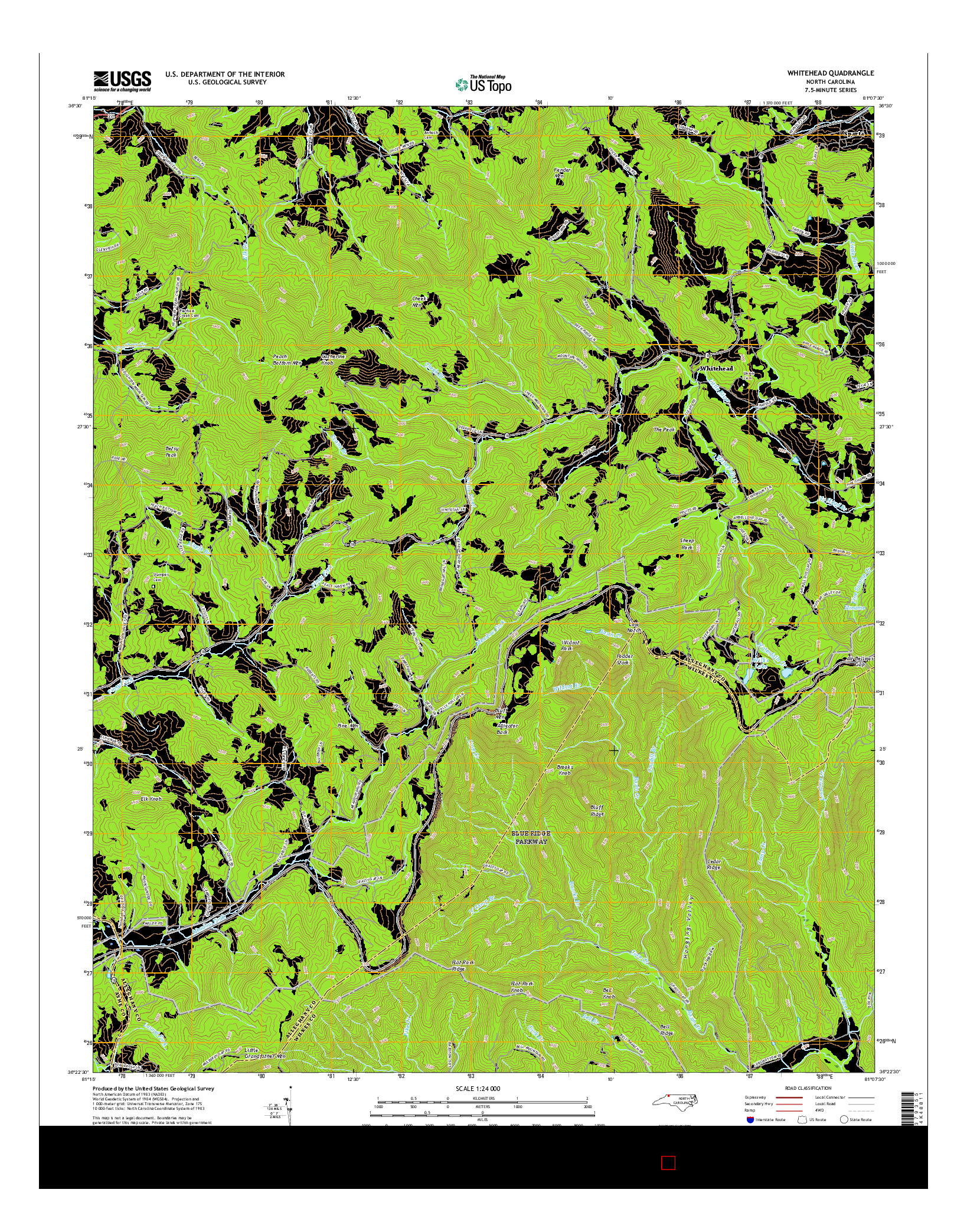 USGS US TOPO 7.5-MINUTE MAP FOR WHITEHEAD, NC 2016