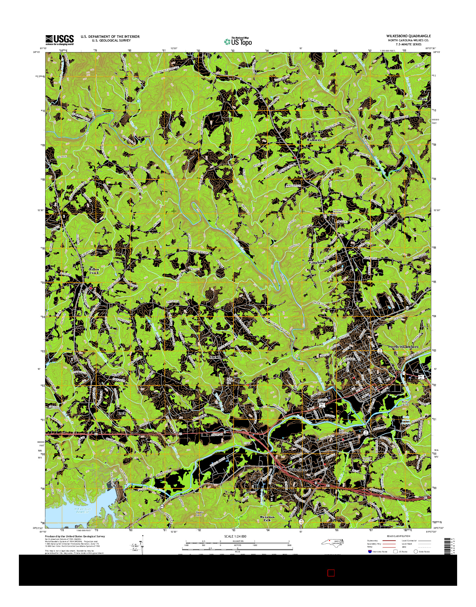 USGS US TOPO 7.5-MINUTE MAP FOR WILKESBORO, NC 2016