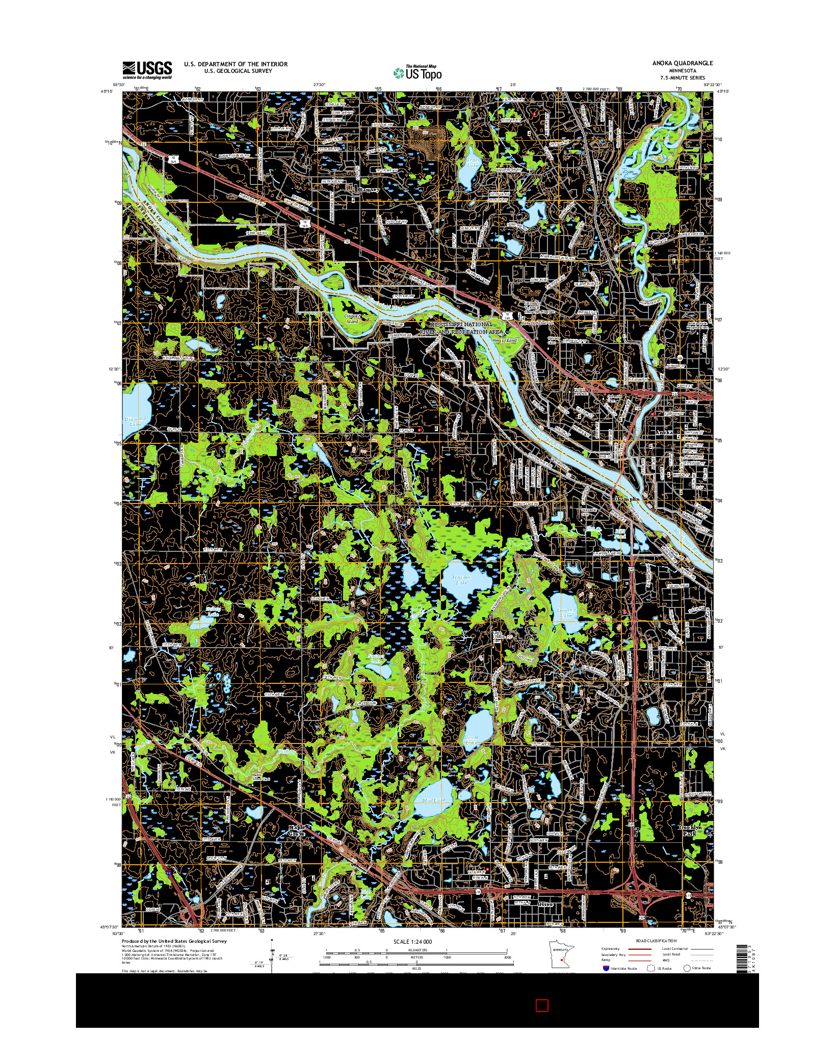 USGS US TOPO 7.5-MINUTE MAP FOR ANOKA, MN 2016