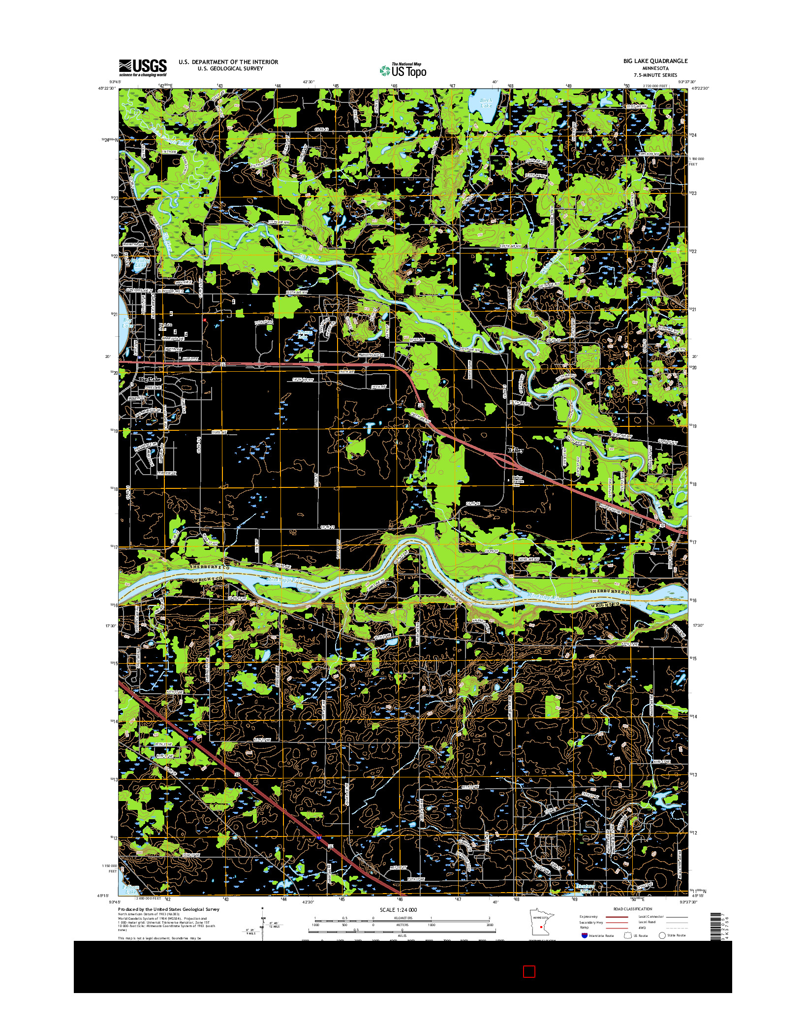 USGS US TOPO 7.5-MINUTE MAP FOR BIG LAKE, MN 2016