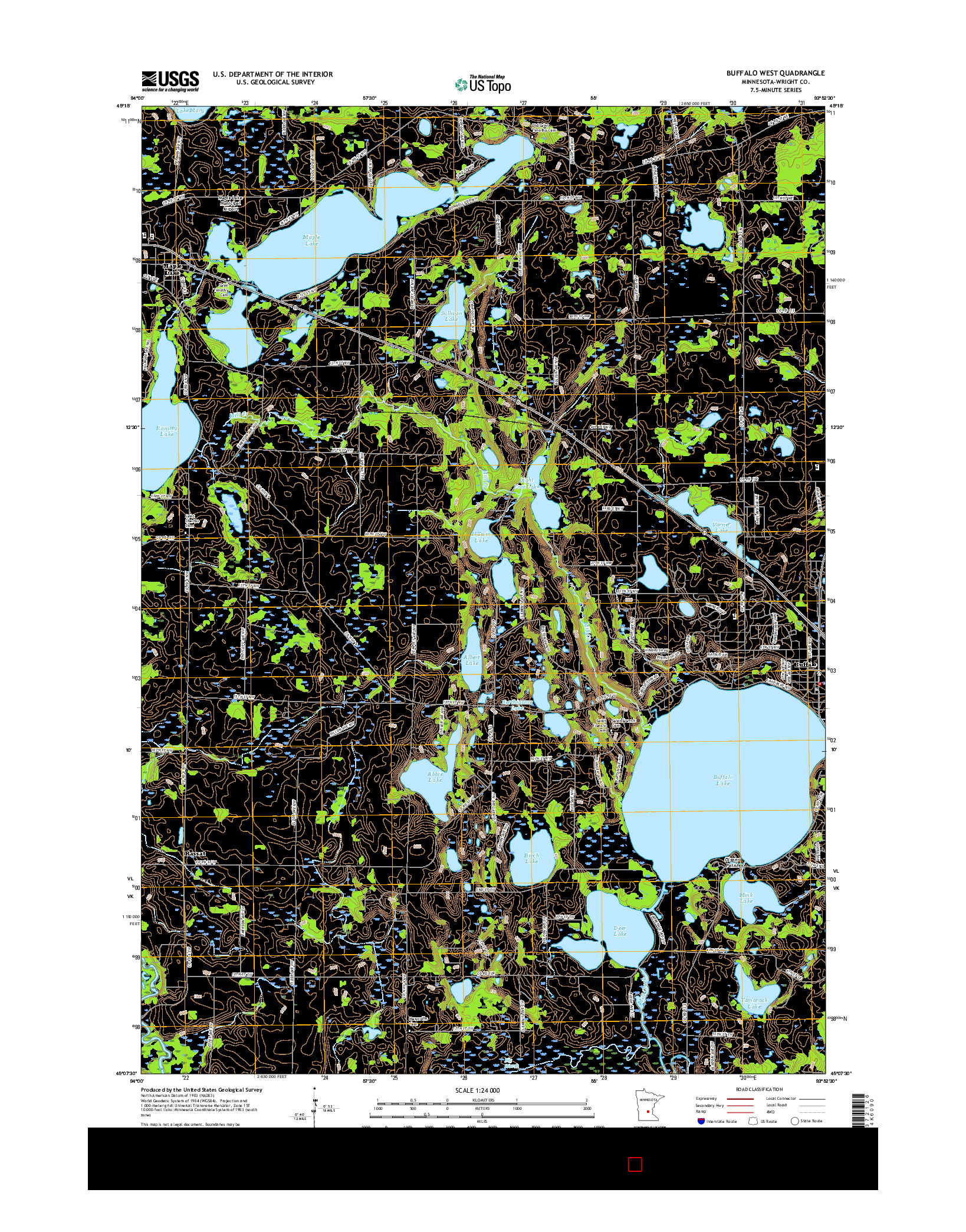 USGS US TOPO 7.5-MINUTE MAP FOR BUFFALO WEST, MN 2016
