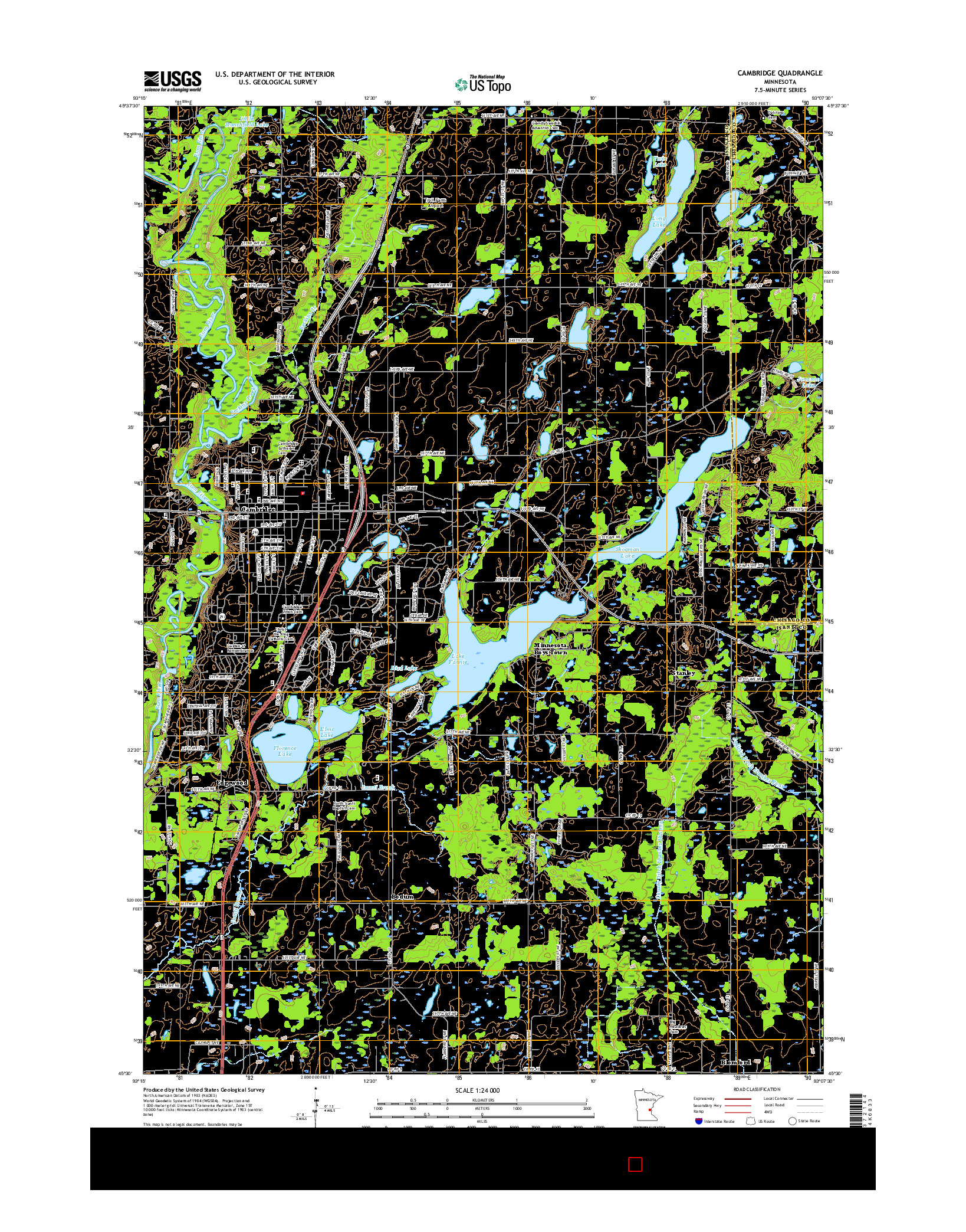 USGS US TOPO 7.5-MINUTE MAP FOR CAMBRIDGE, MN 2016