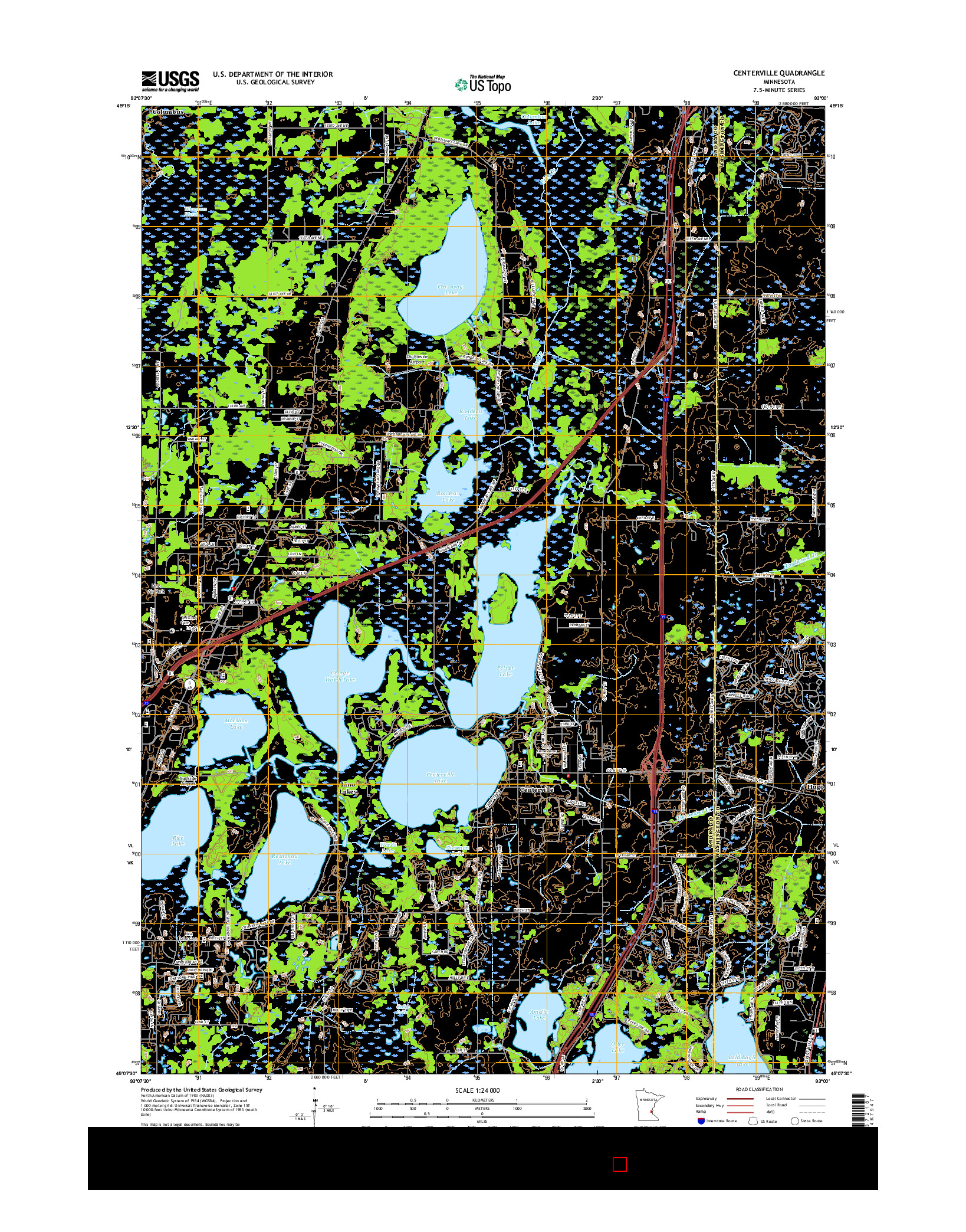 USGS US TOPO 7.5-MINUTE MAP FOR CENTERVILLE, MN 2016