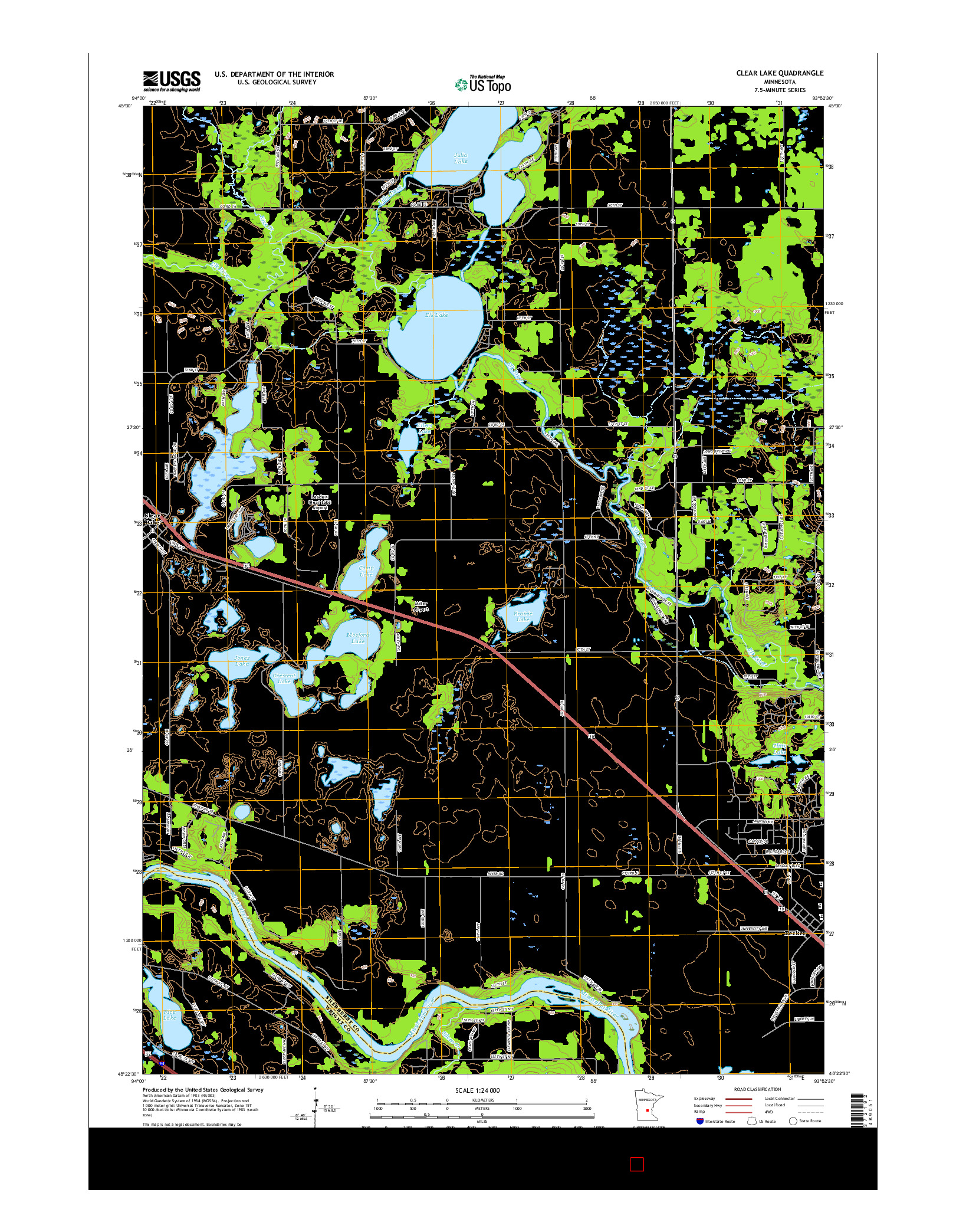 USGS US TOPO 7.5-MINUTE MAP FOR CLEAR LAKE, MN 2016