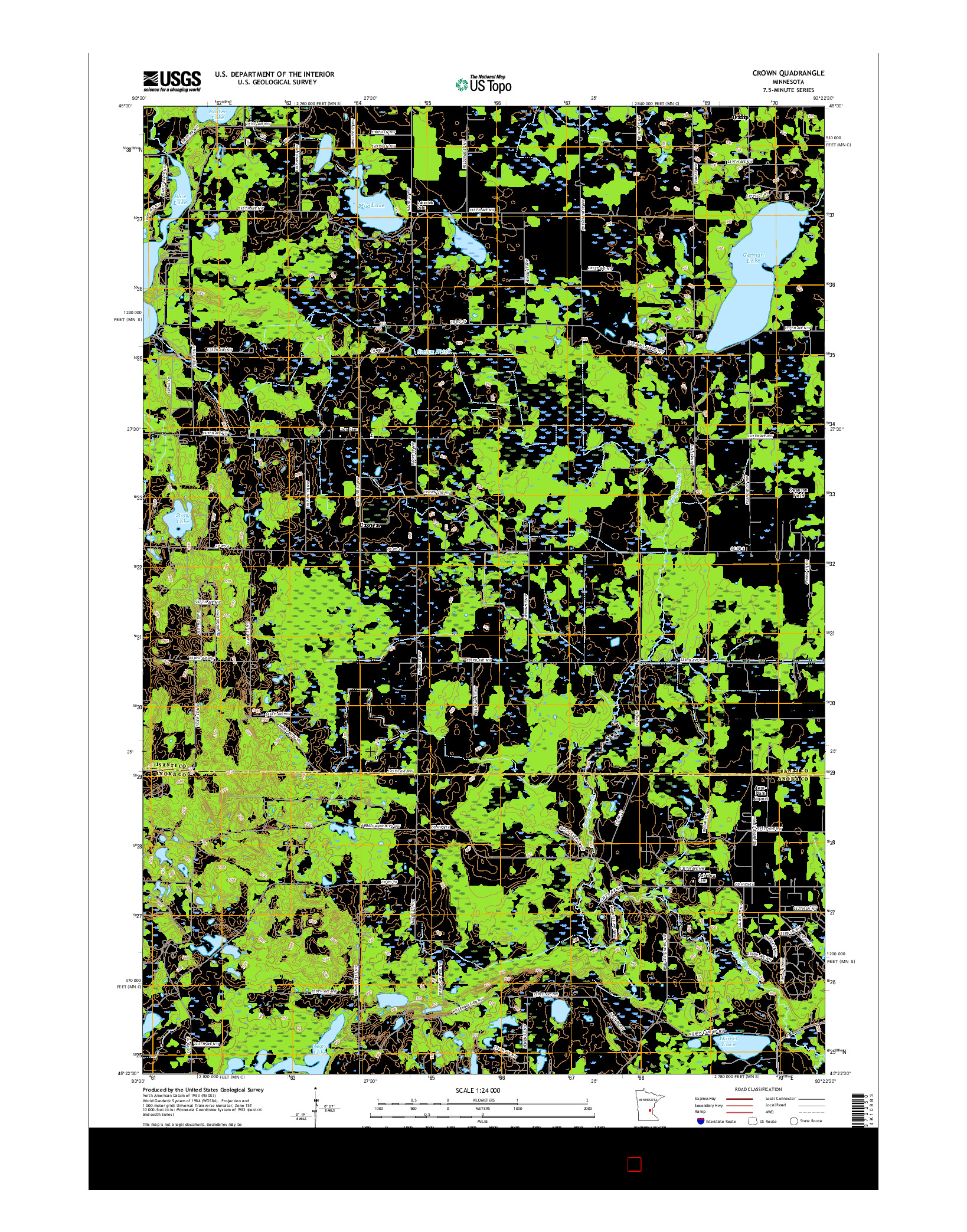 USGS US TOPO 7.5-MINUTE MAP FOR CROWN, MN 2016