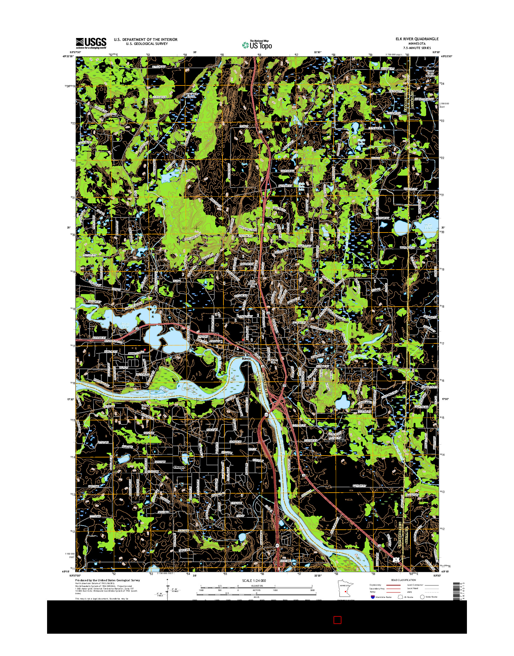 USGS US TOPO 7.5-MINUTE MAP FOR ELK RIVER, MN 2016