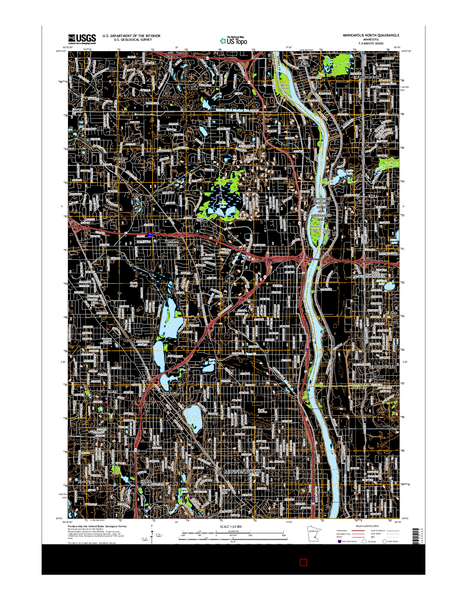 USGS US TOPO 7.5-MINUTE MAP FOR MINNEAPOLIS NORTH, MN 2016