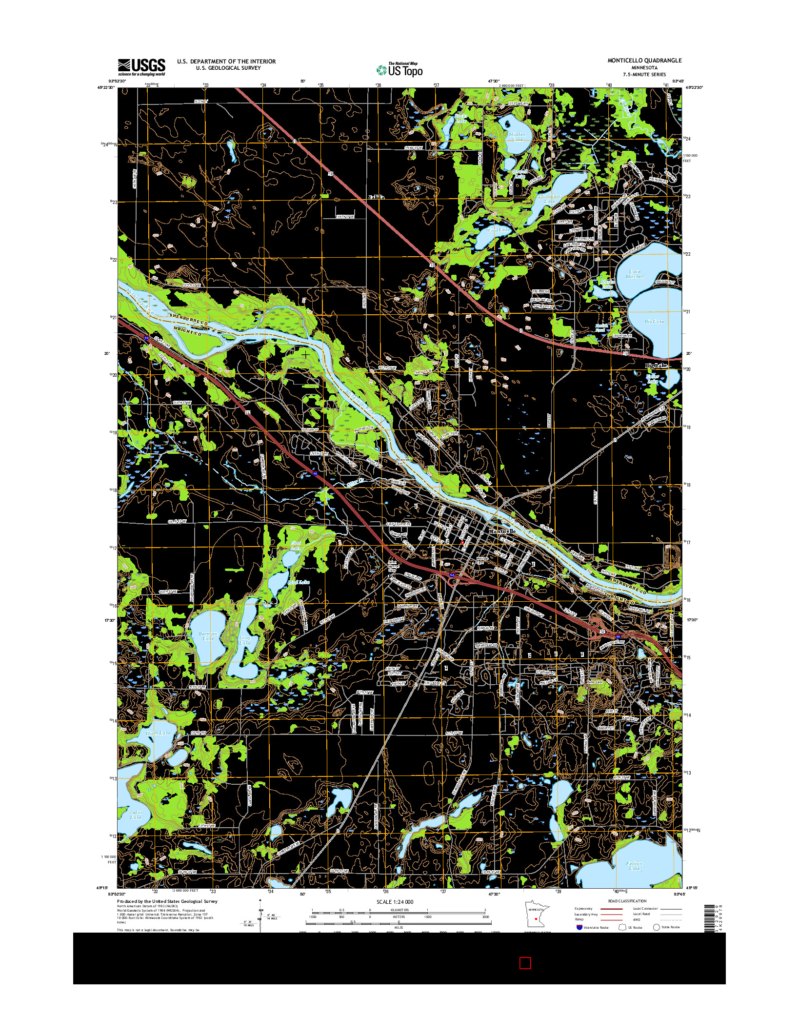 USGS US TOPO 7.5-MINUTE MAP FOR MONTICELLO, MN 2016
