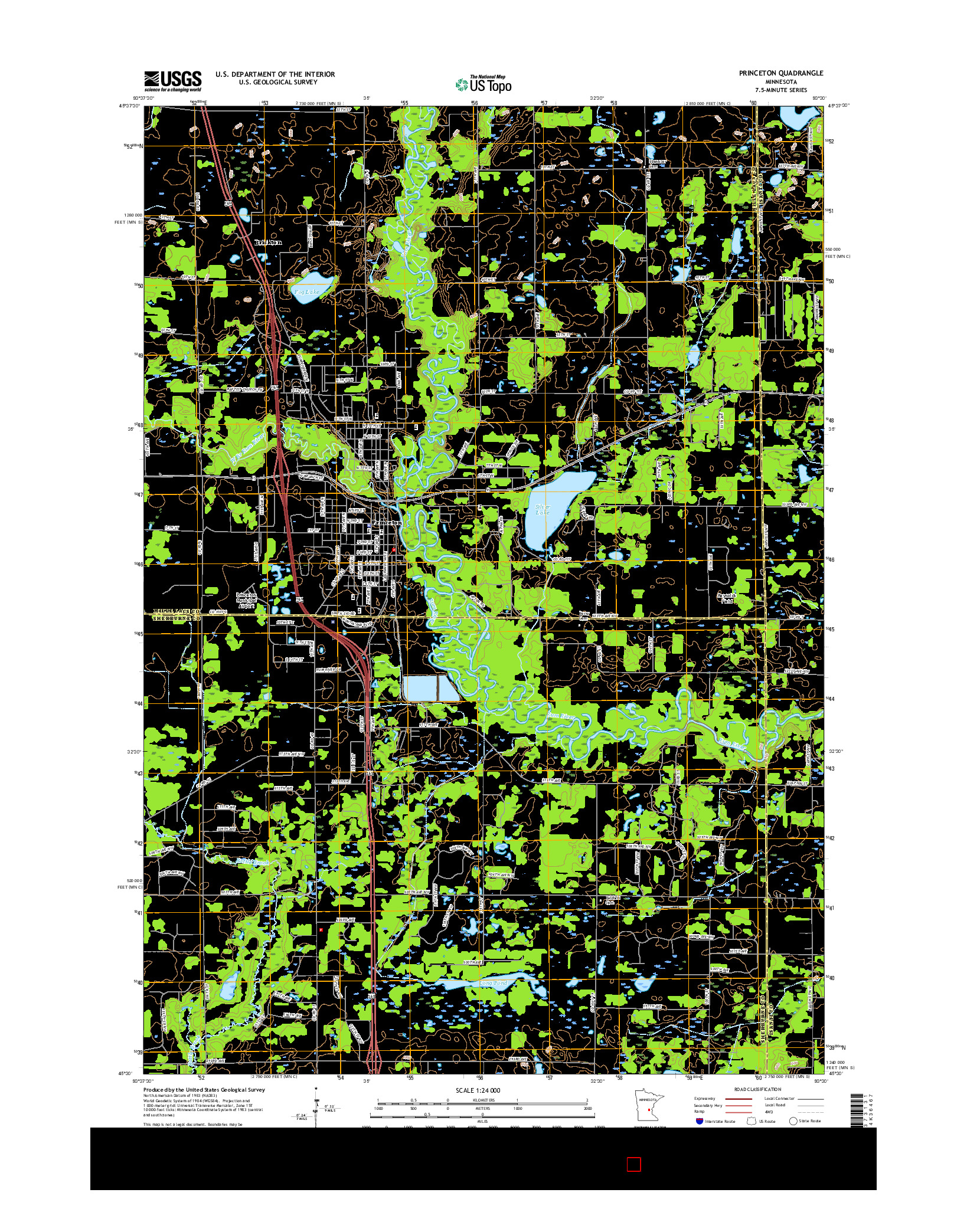 USGS US TOPO 7.5-MINUTE MAP FOR PRINCETON, MN 2016