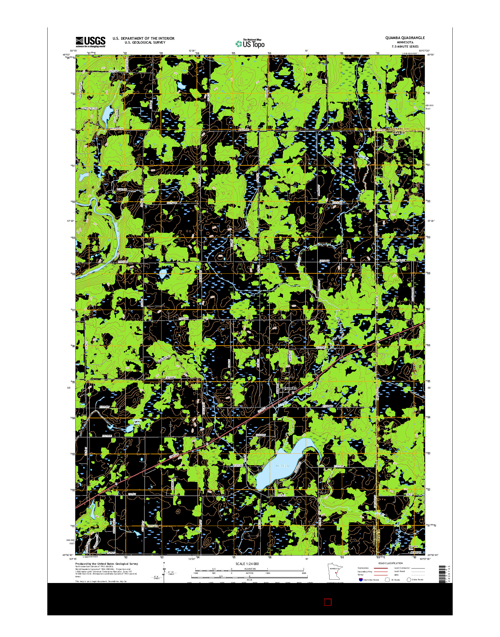 USGS US TOPO 7.5-MINUTE MAP FOR QUAMBA, MN 2016