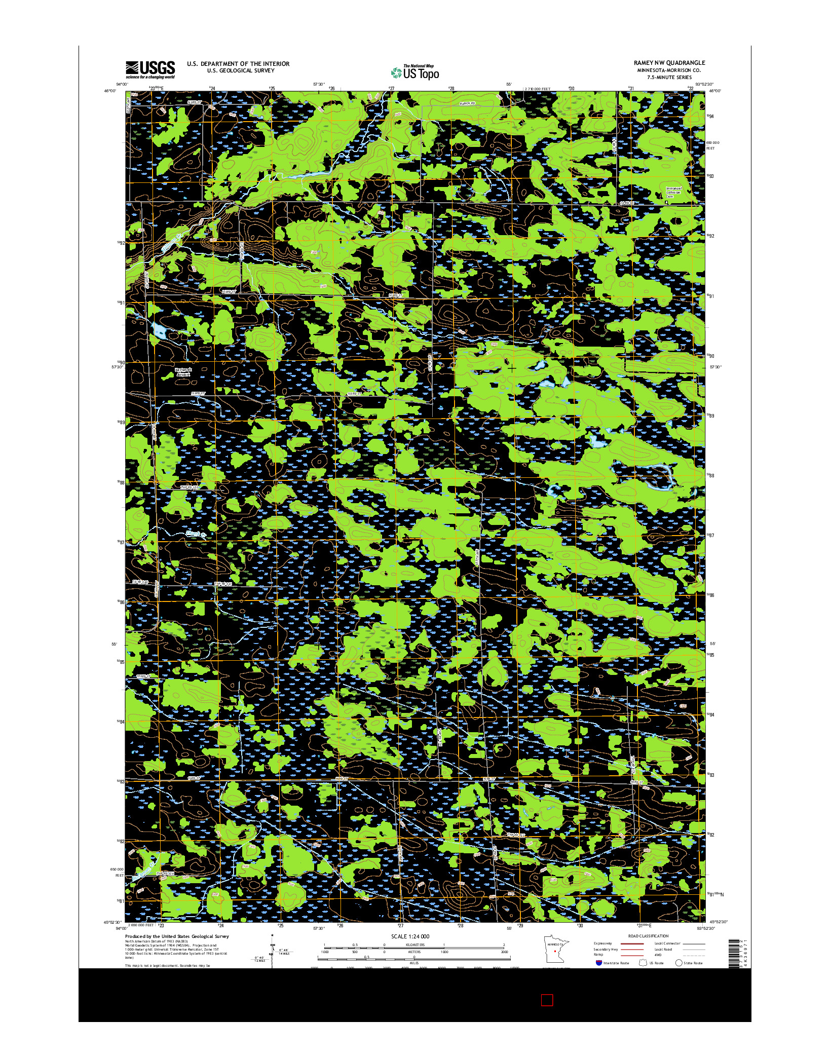 USGS US TOPO 7.5-MINUTE MAP FOR RAMEY NW, MN 2016