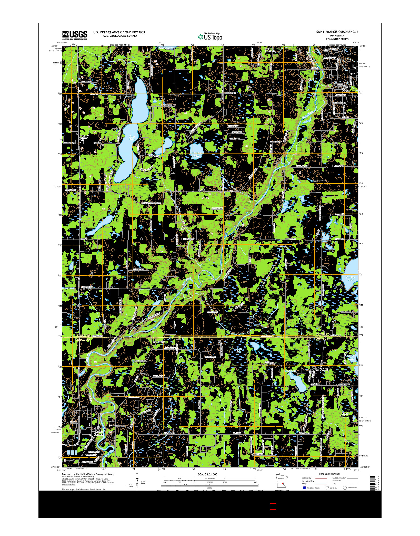 USGS US TOPO 7.5-MINUTE MAP FOR SAINT FRANCIS, MN 2016