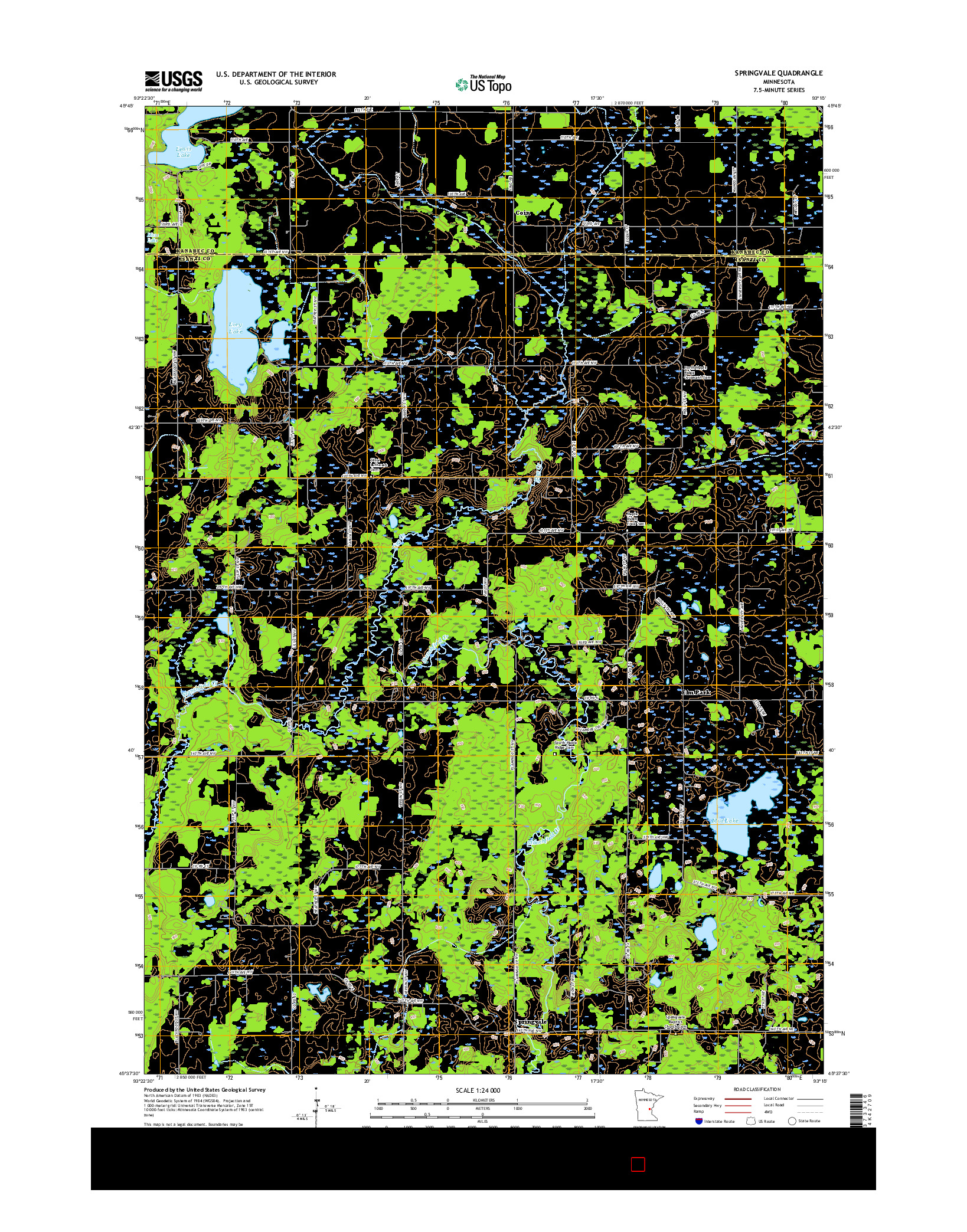 USGS US TOPO 7.5-MINUTE MAP FOR SPRINGVALE, MN 2016