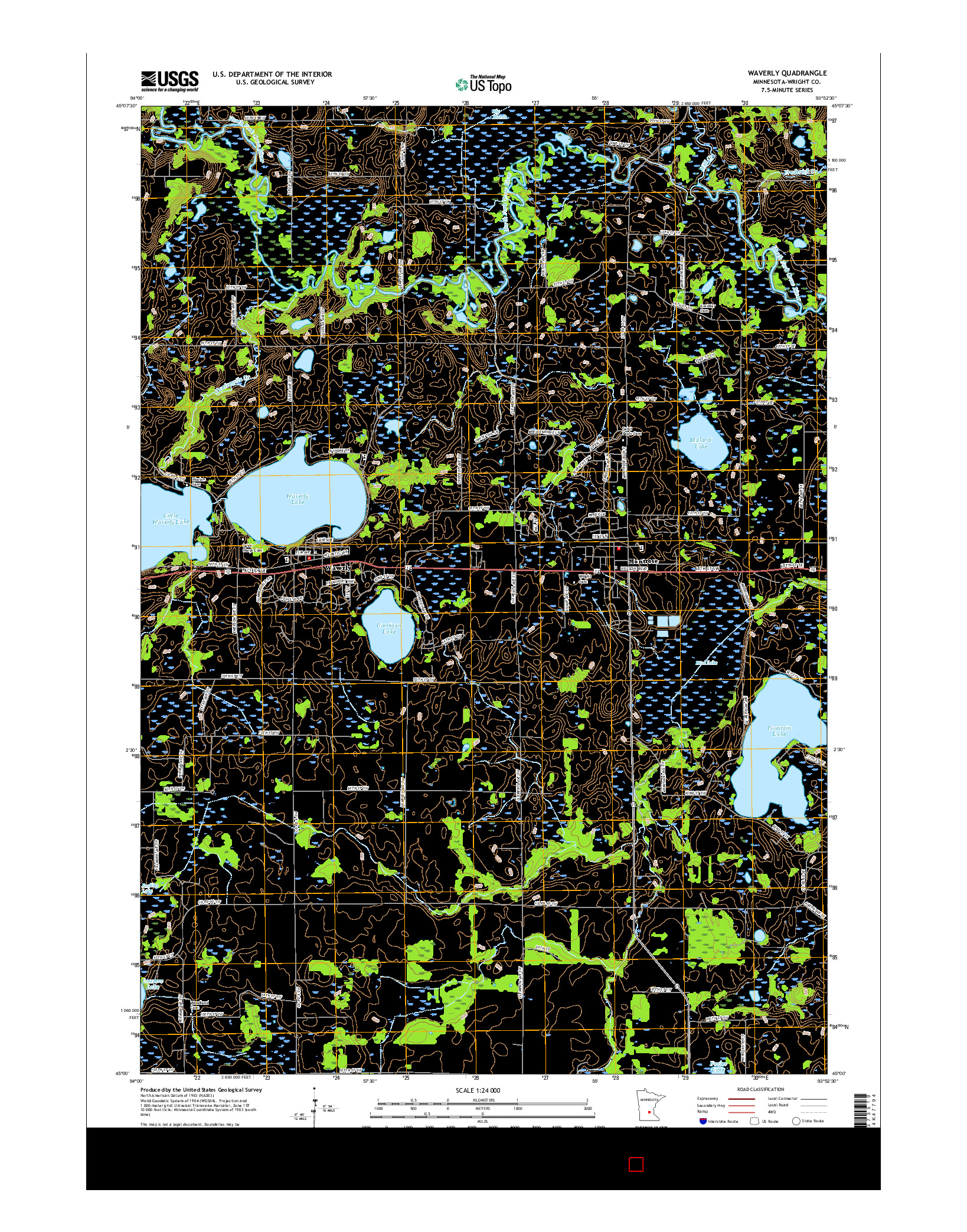 USGS US TOPO 7.5-MINUTE MAP FOR WAVERLY, MN 2016