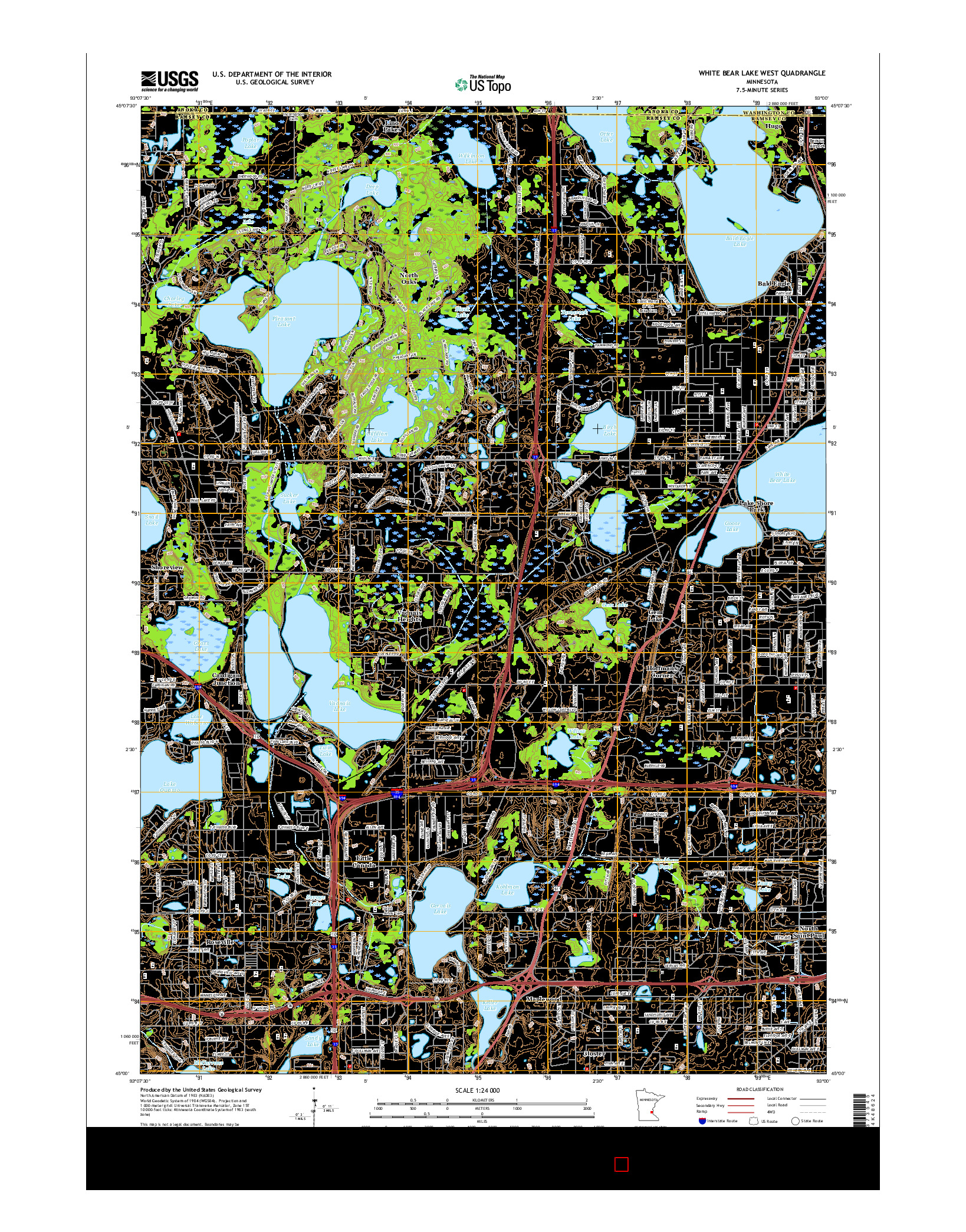 USGS US TOPO 7.5-MINUTE MAP FOR WHITE BEAR LAKE WEST, MN 2016