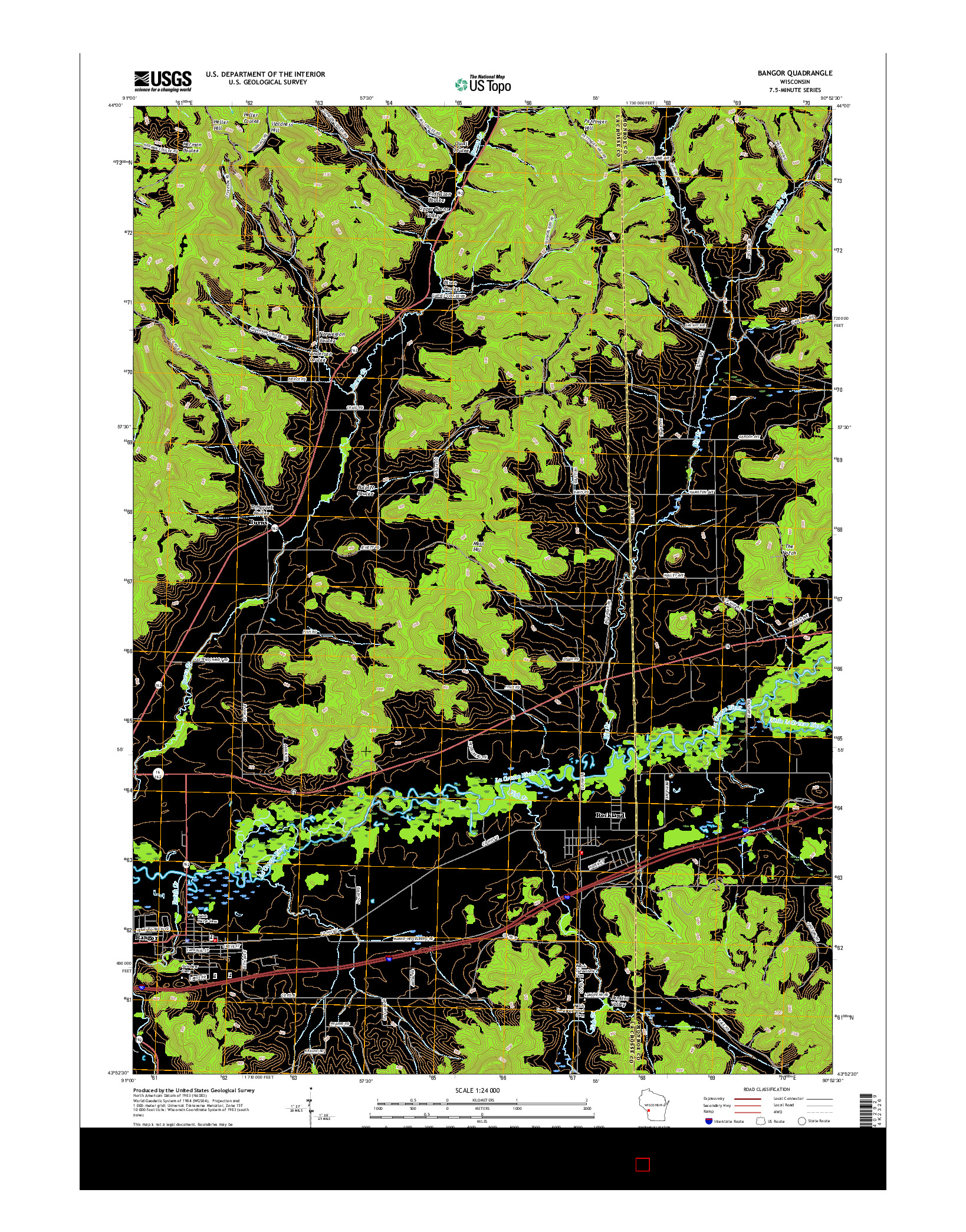 USGS US TOPO 7.5-MINUTE MAP FOR BANGOR, WI 2016