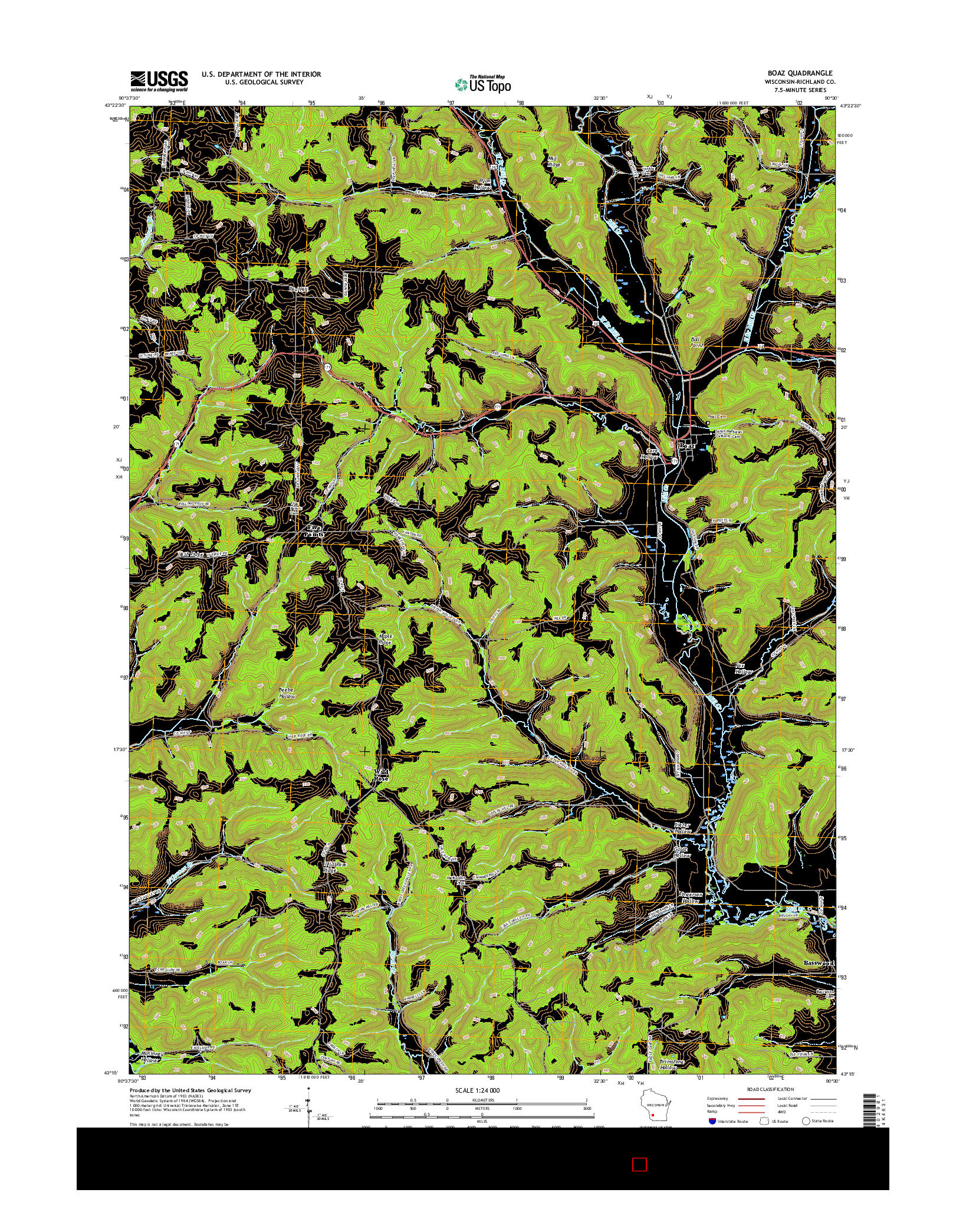 USGS US TOPO 7.5-MINUTE MAP FOR BOAZ, WI 2016