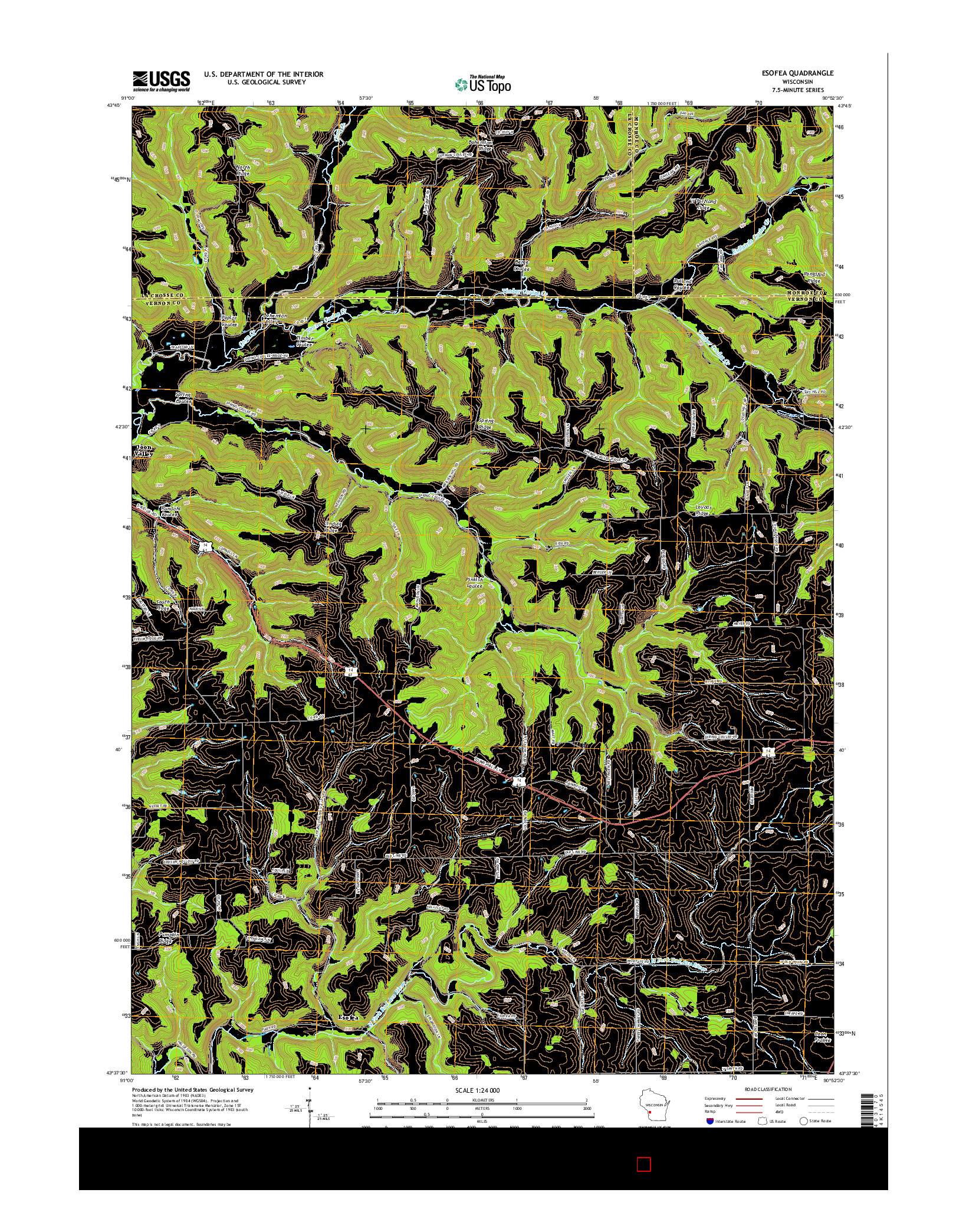 USGS US TOPO 7.5-MINUTE MAP FOR ESOFEA, WI 2016