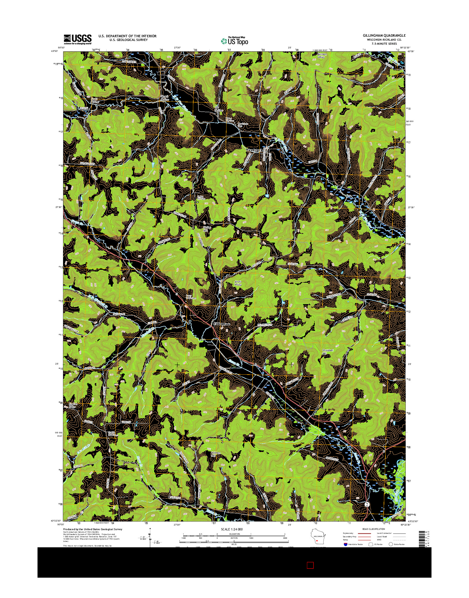 USGS US TOPO 7.5-MINUTE MAP FOR GILLINGHAM, WI 2016